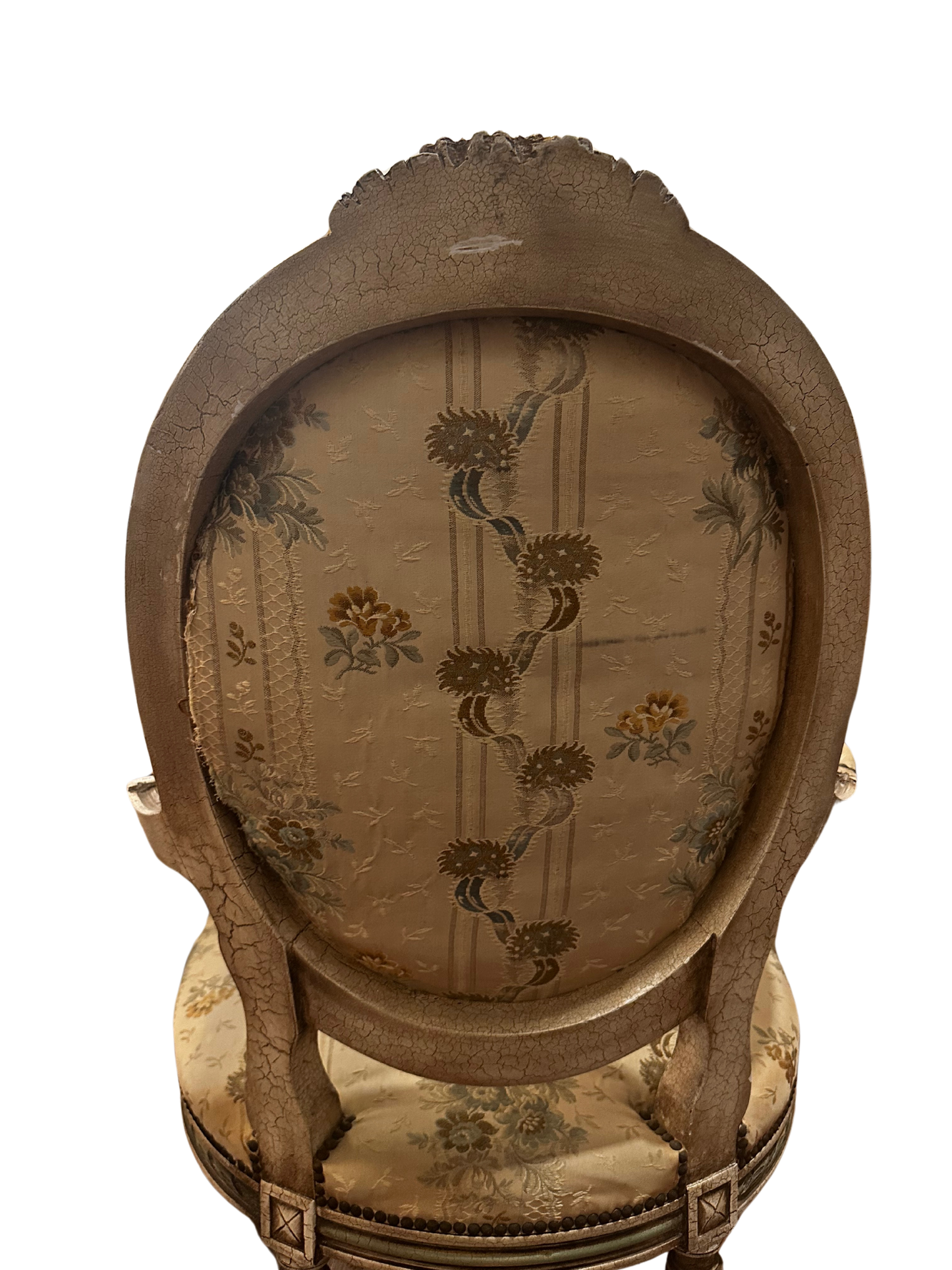 Early 20th C French Louis XVI Style Polychrome and Carved Fauteuils