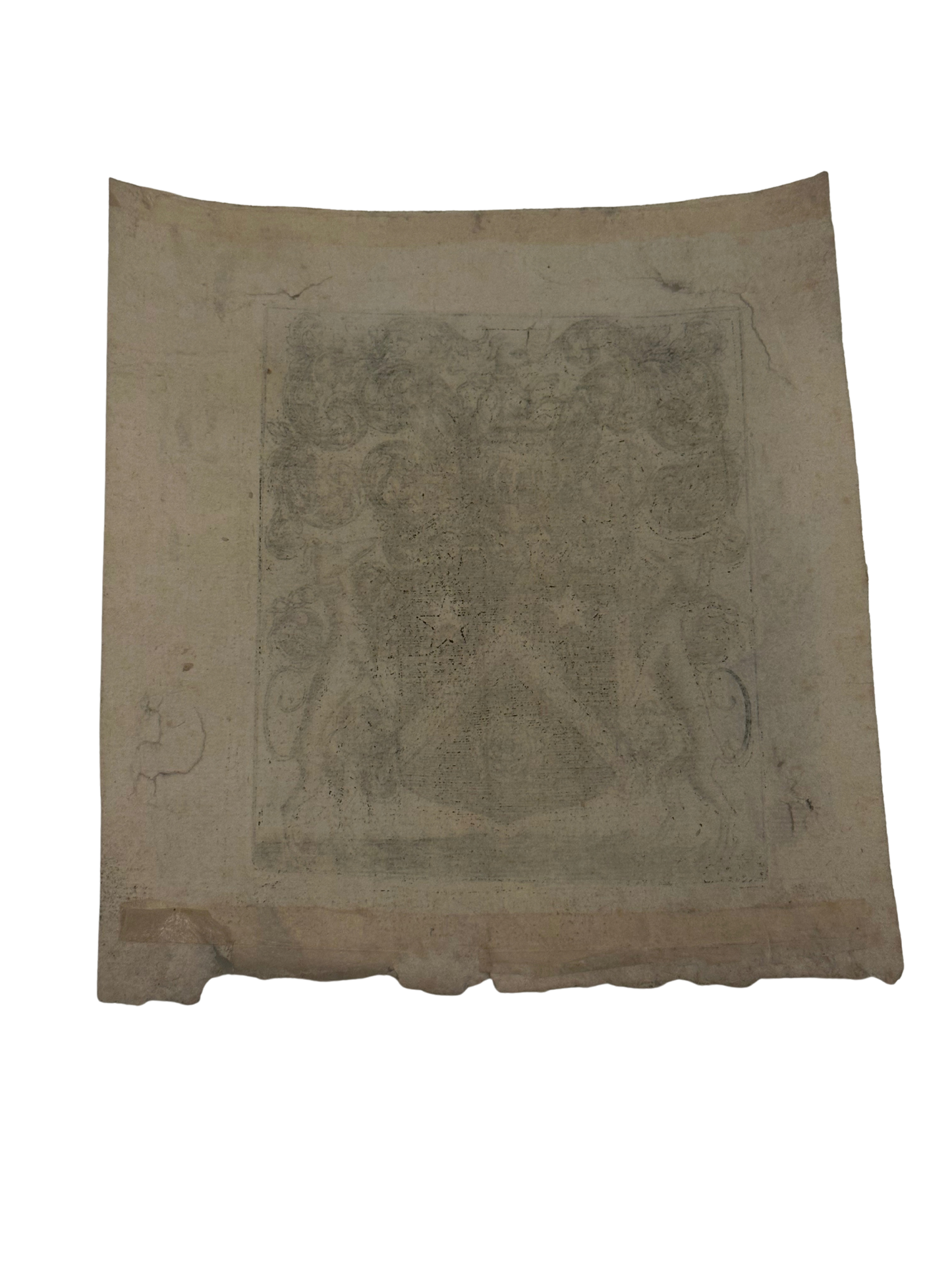Antique Heraldic Ex Libris Bookplate Engraving with Greyhound Supporters