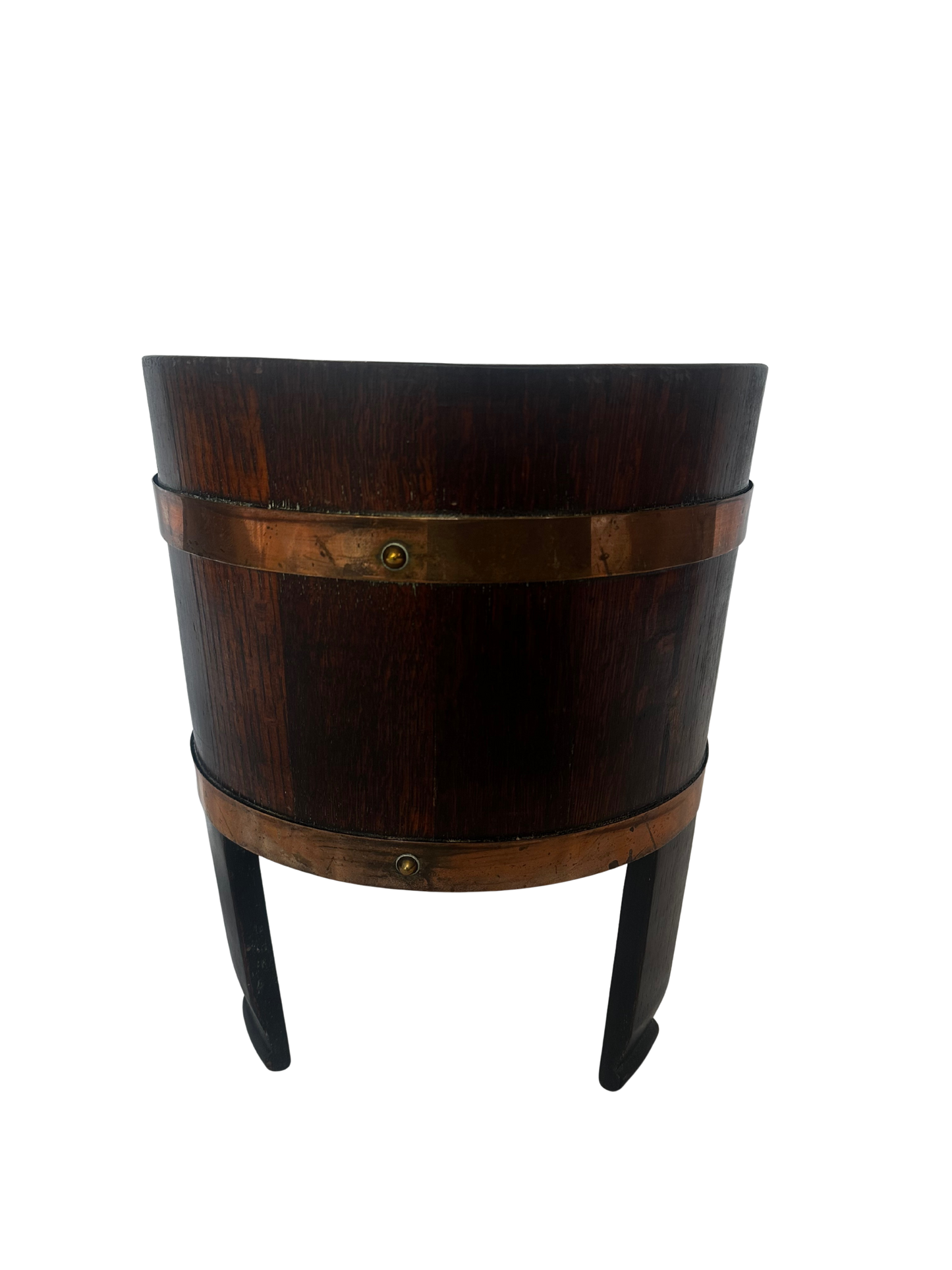 English Brass-Bound Coopered Oak Bucket without Legs