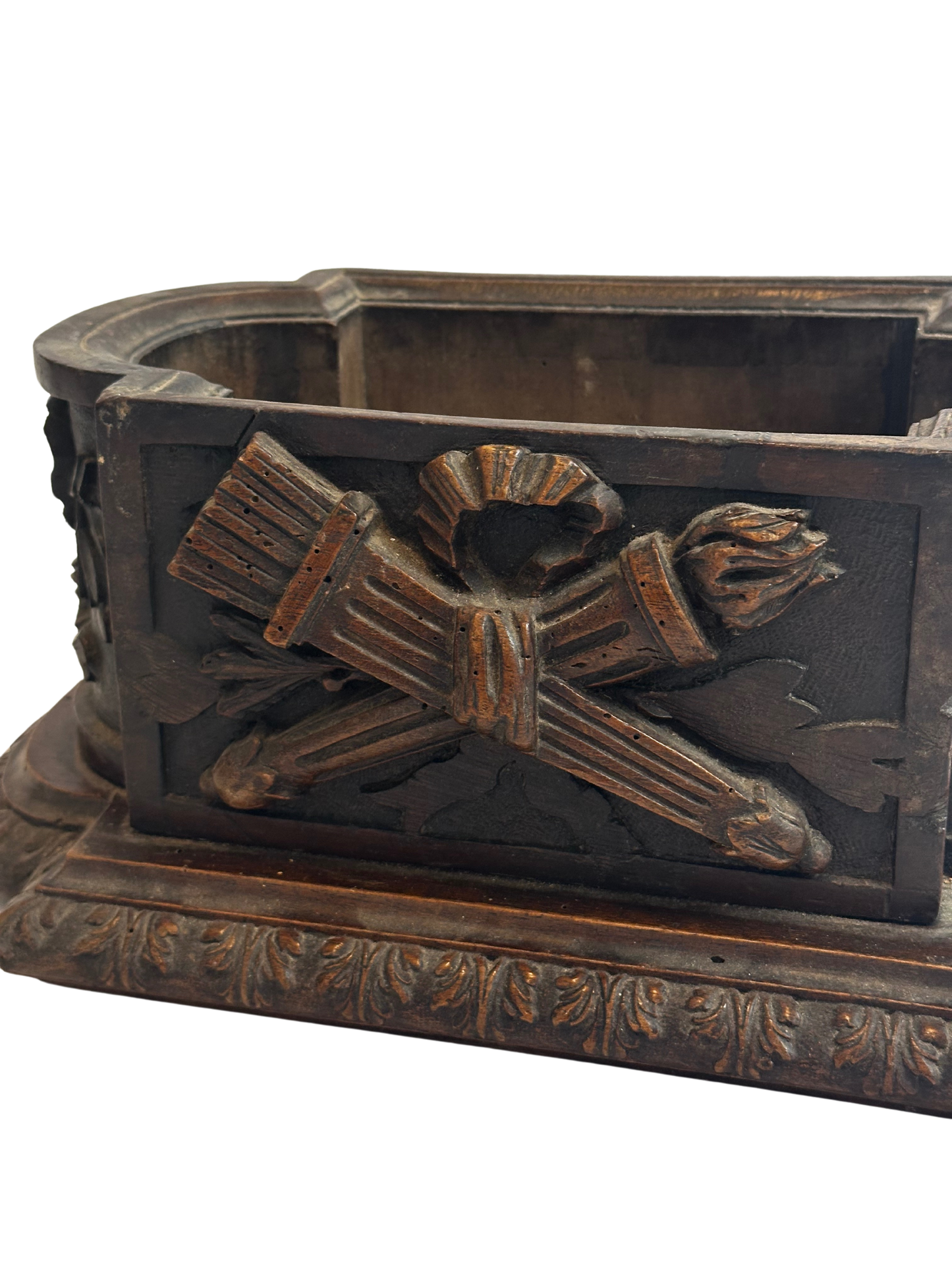 19th Century French Black Forest Style Carved Jardiniere with Musical Motif