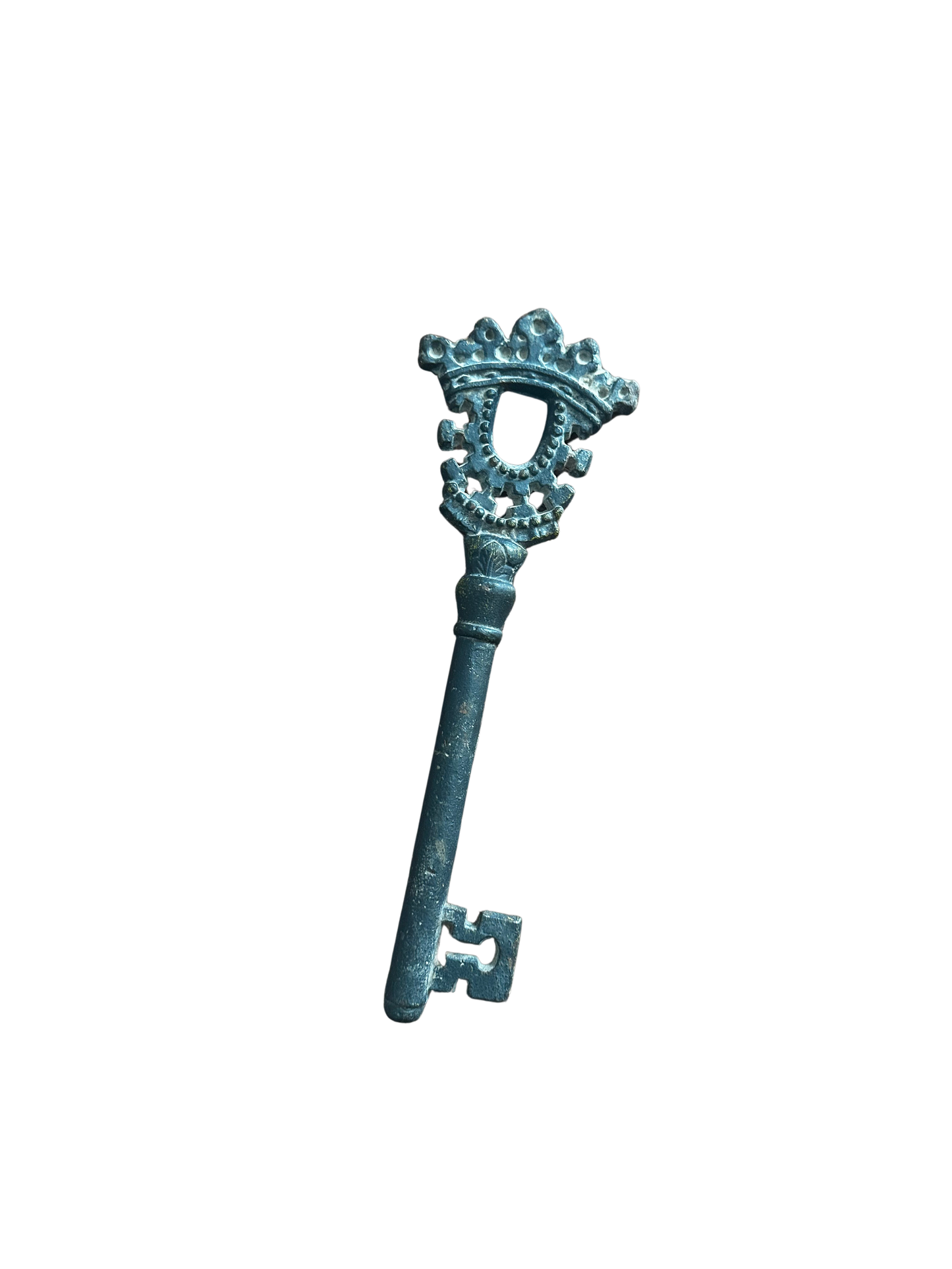 Oversized Decorative Iron Skeleton Key with Crown Bow