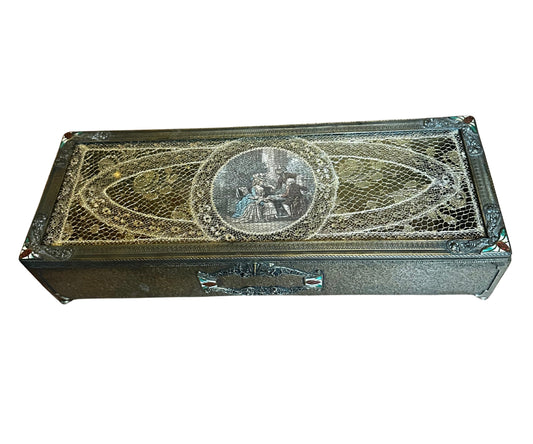 Victorian Gold Lace and Enamel Glove Box