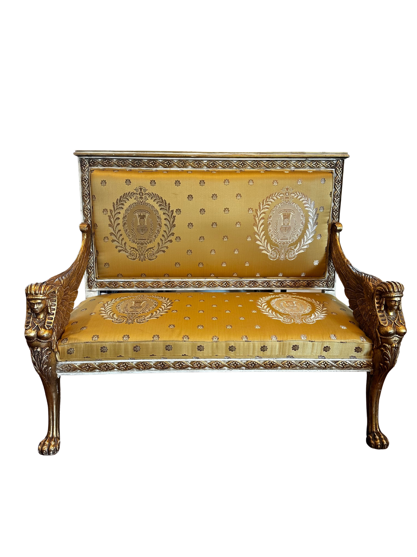 Late 19th / Early 20th C Empire Style Parcel-Gilt and Painted Sofa