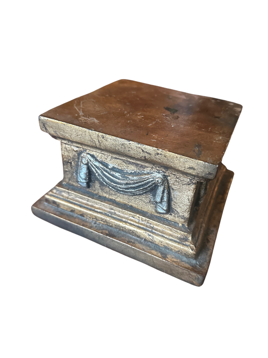 Mid-Century Vintage Gold and Silver Square Plinth/Pedestal