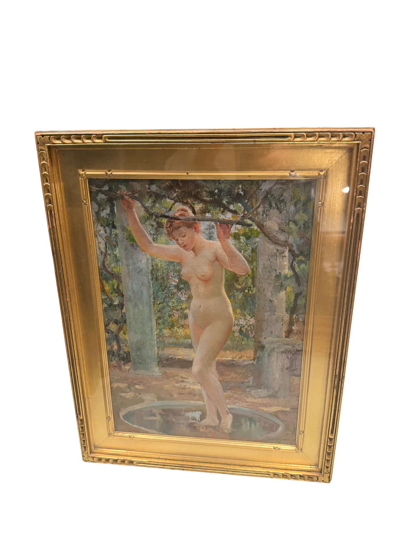 Will Hicock Low (1853–1932) Allegorical Oil Painting, An Arcadian Nude