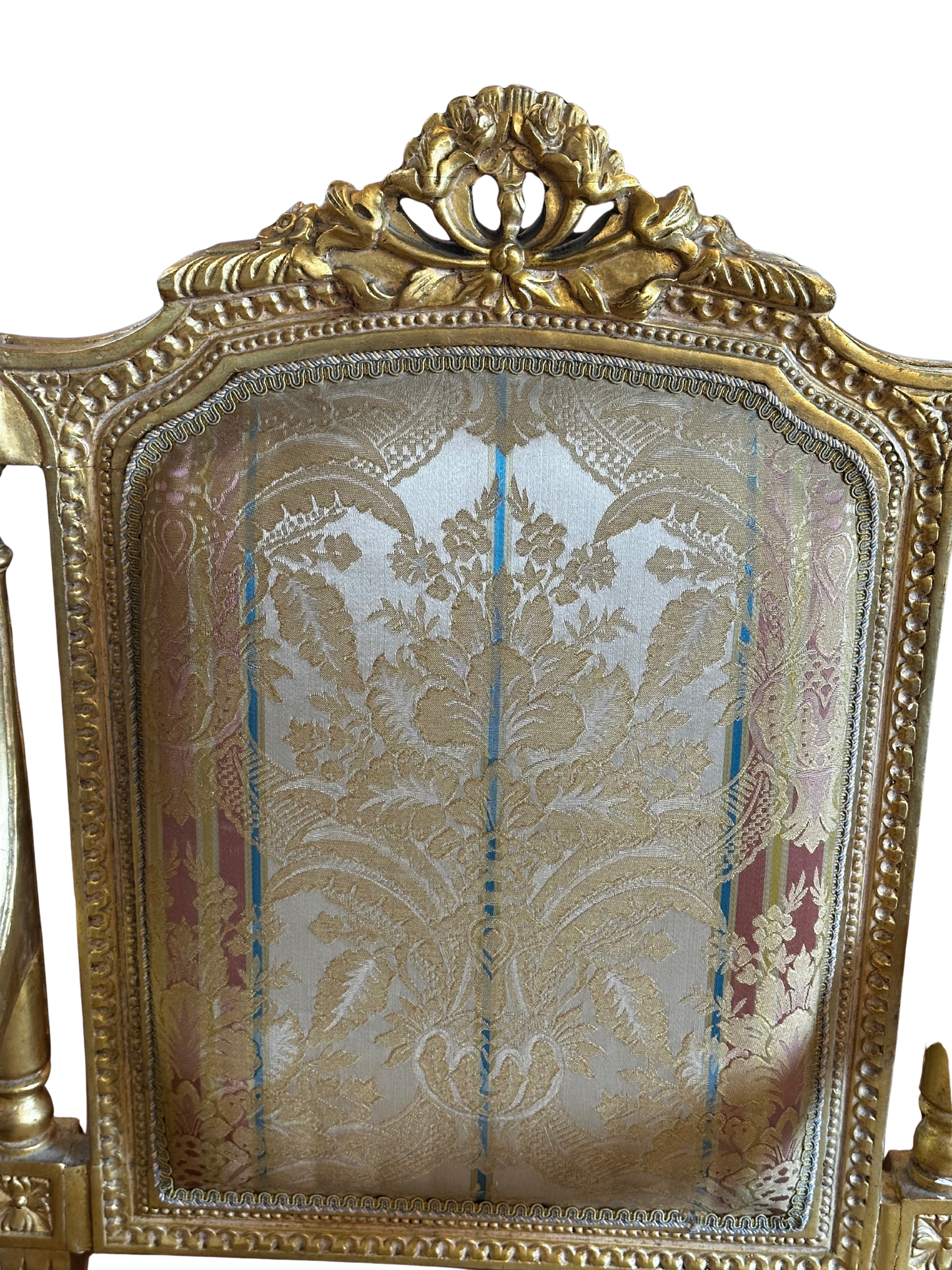 Two Fine French Louis XVI Style Silk-Upholstered Armchairs