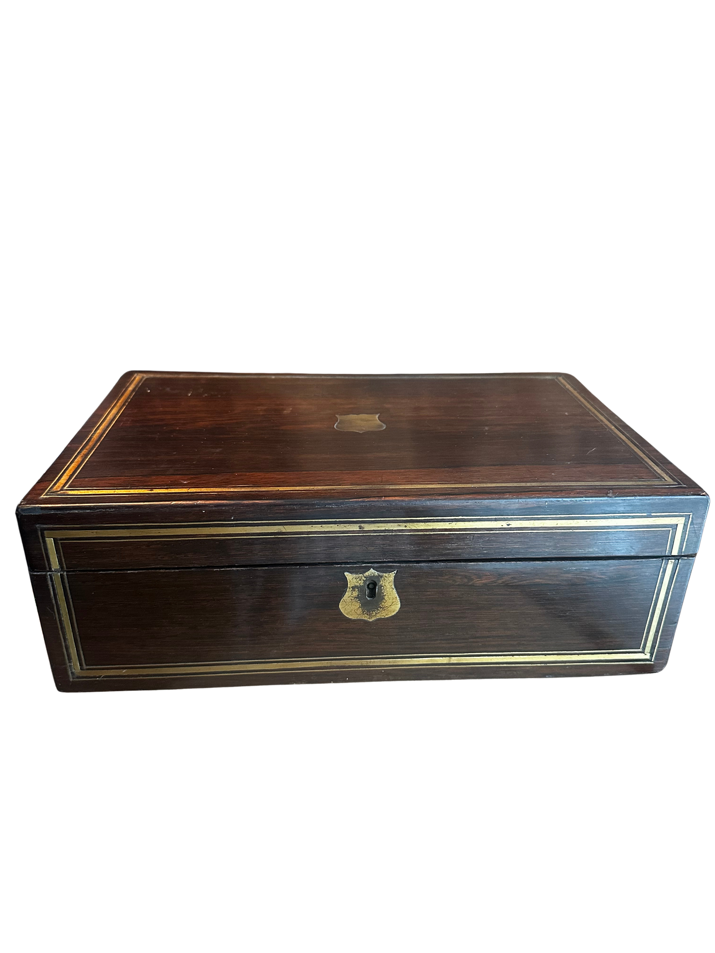 English Brass-Inlaid Mahogany Writing Slope/Travel Desk