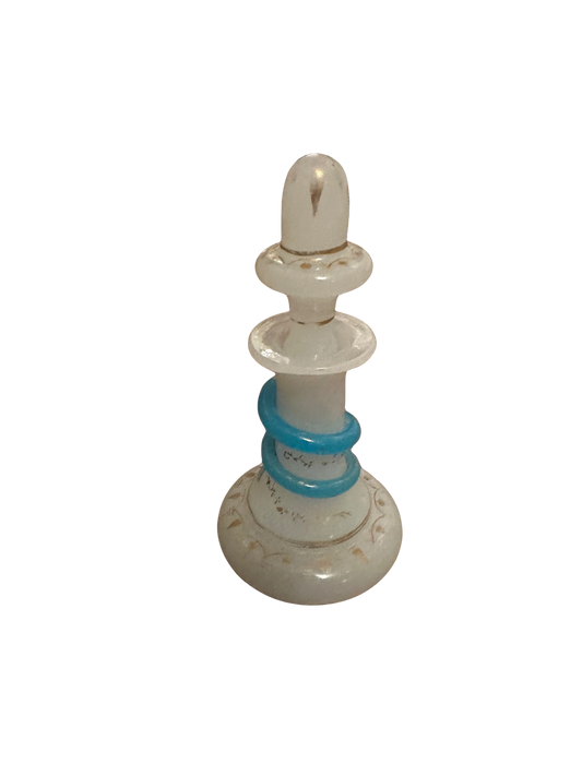 Baccarat Attributed White Opaline with Blue Snake Motif Perfume Bottle