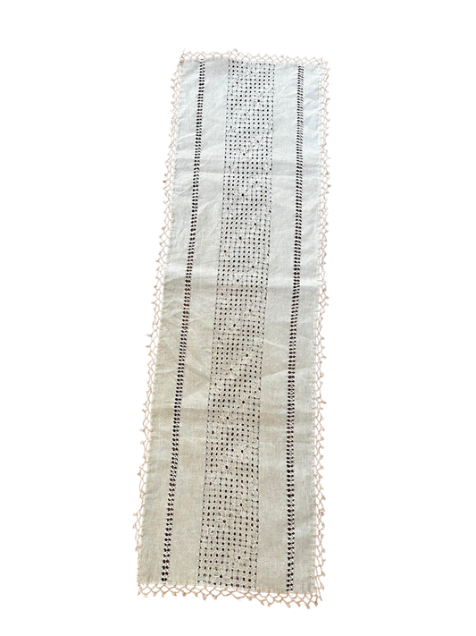 Neutral Tone Woven/Embroidered Floral Table Runner