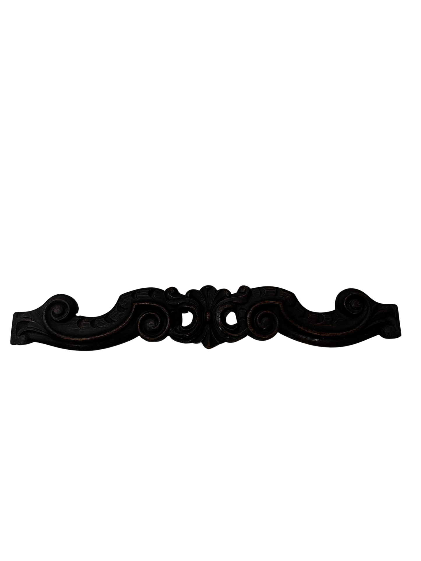 Antique Carved Walnut Furniture Crest / Pediment Fragment with Rococo Scrollwork