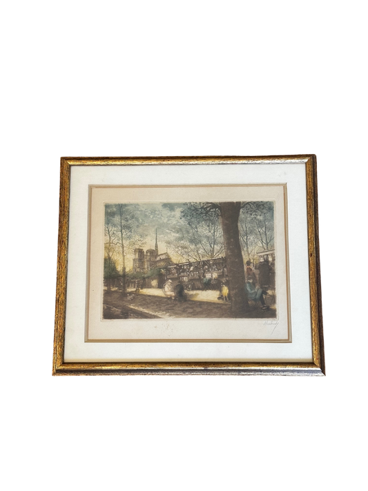 Original Paris Etching Signed Huberly - Mid 20th Century