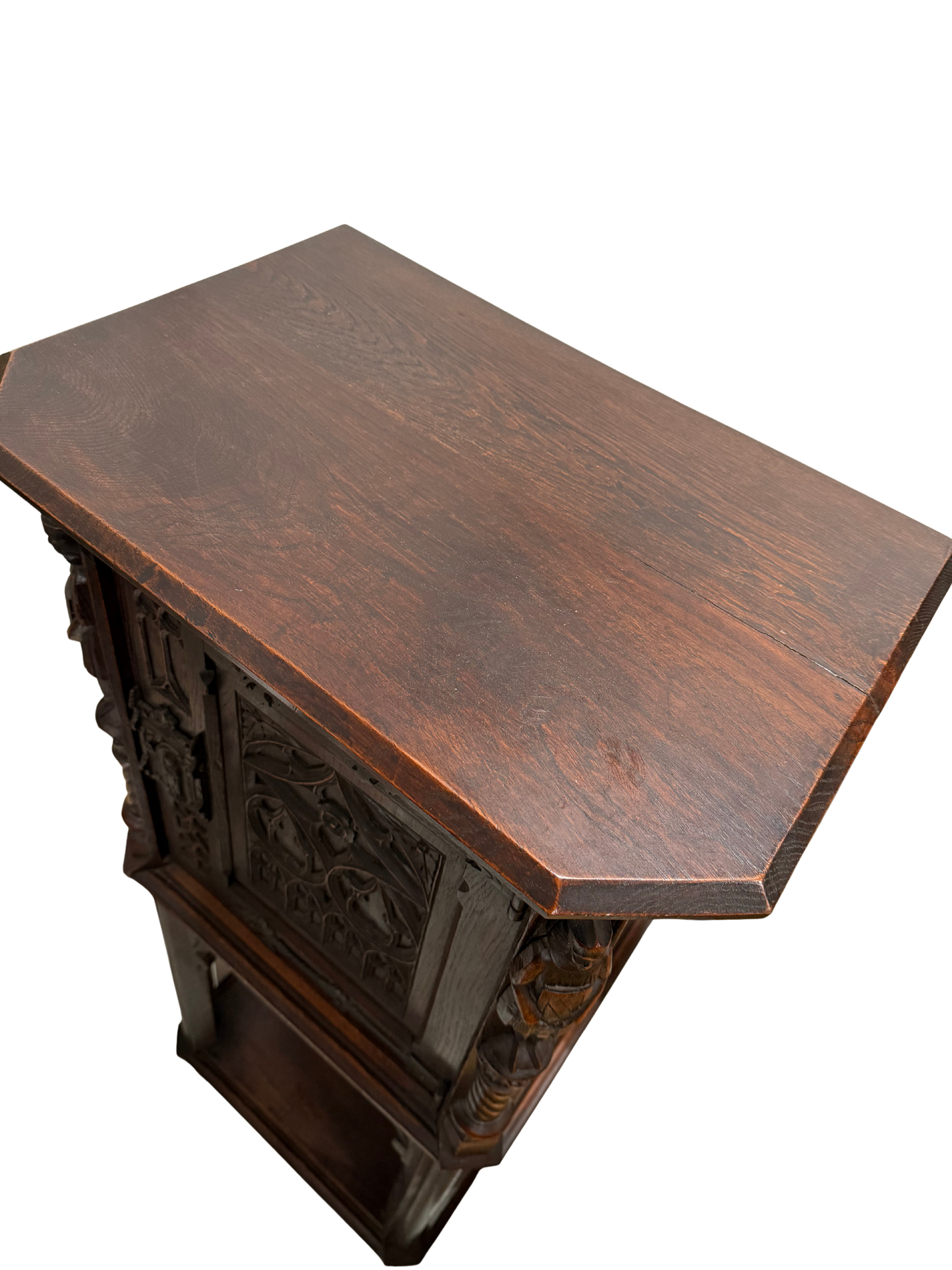 Late 19th Century Gothic Revival Carved Oak Cabinet with Figural Supports
