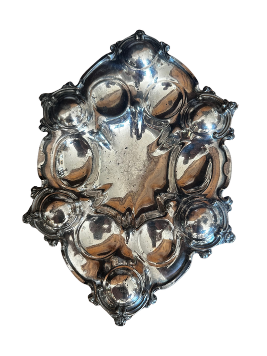 Scalloped Silverplate Antique Egg Server