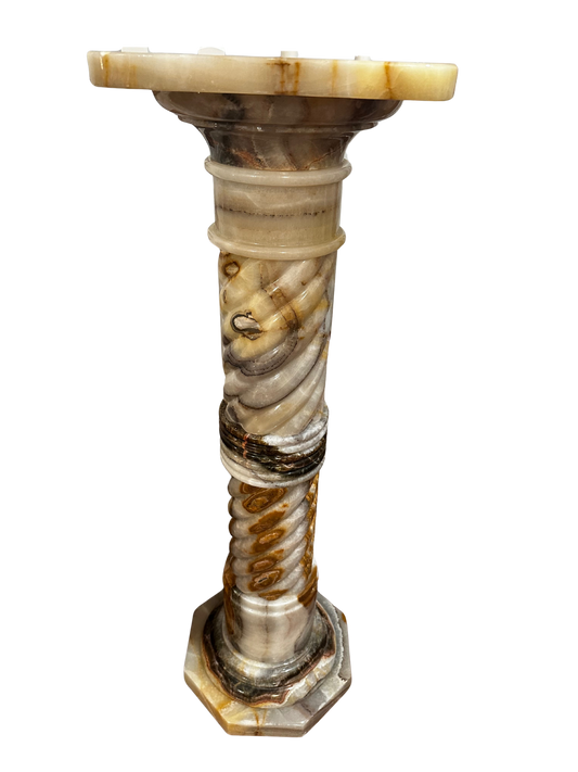 41"h Mid-Century Polished Onyx Twisted Column Pedestal