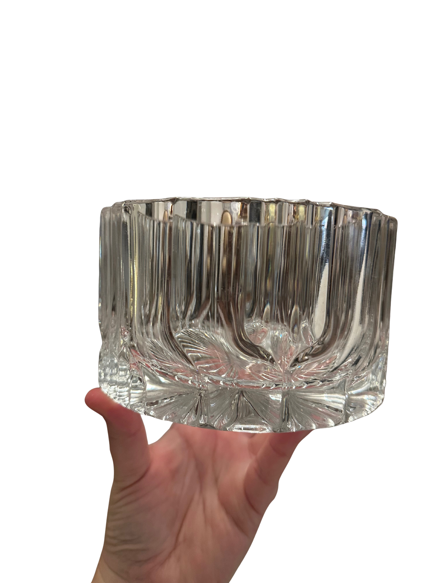 Small Crystal Bowl with Wave Motif and Starburst Base