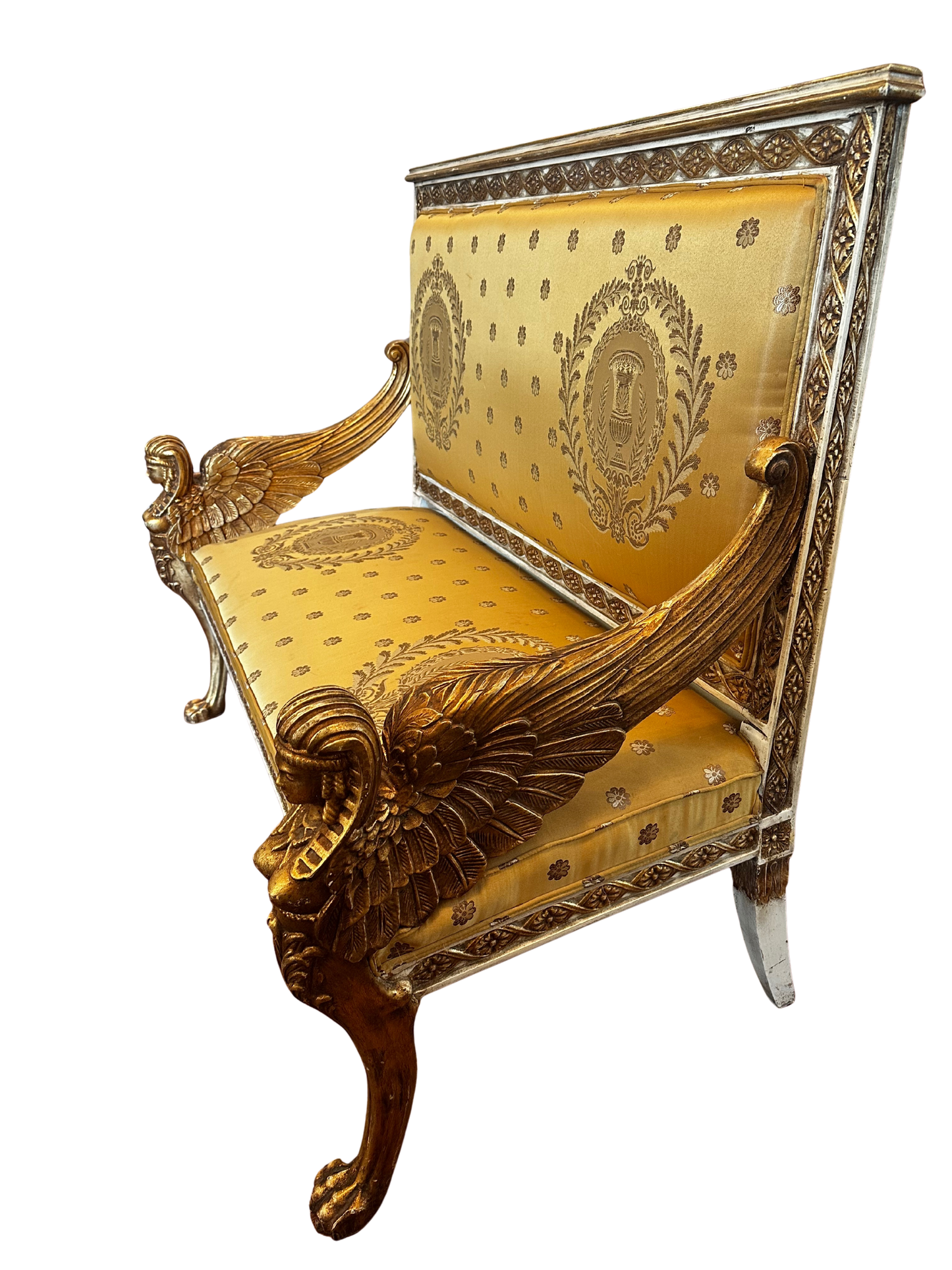 Late 19th / Early 20th C Empire Style Parcel-Gilt and Painted Sofa