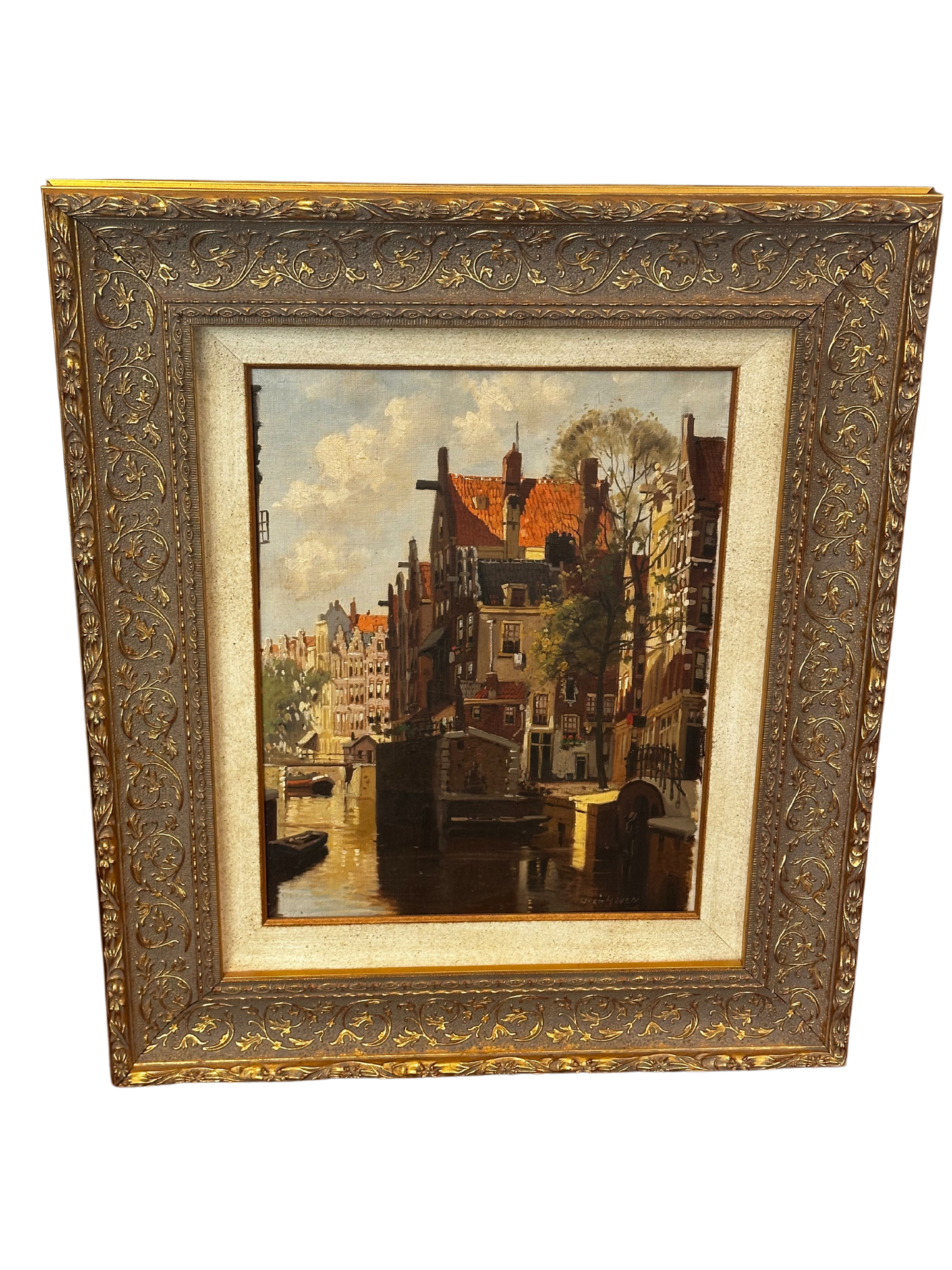 20th C Dutch Cityscape Oil on Canvas (Dutch; Signed Hoven - William ten Hoven)