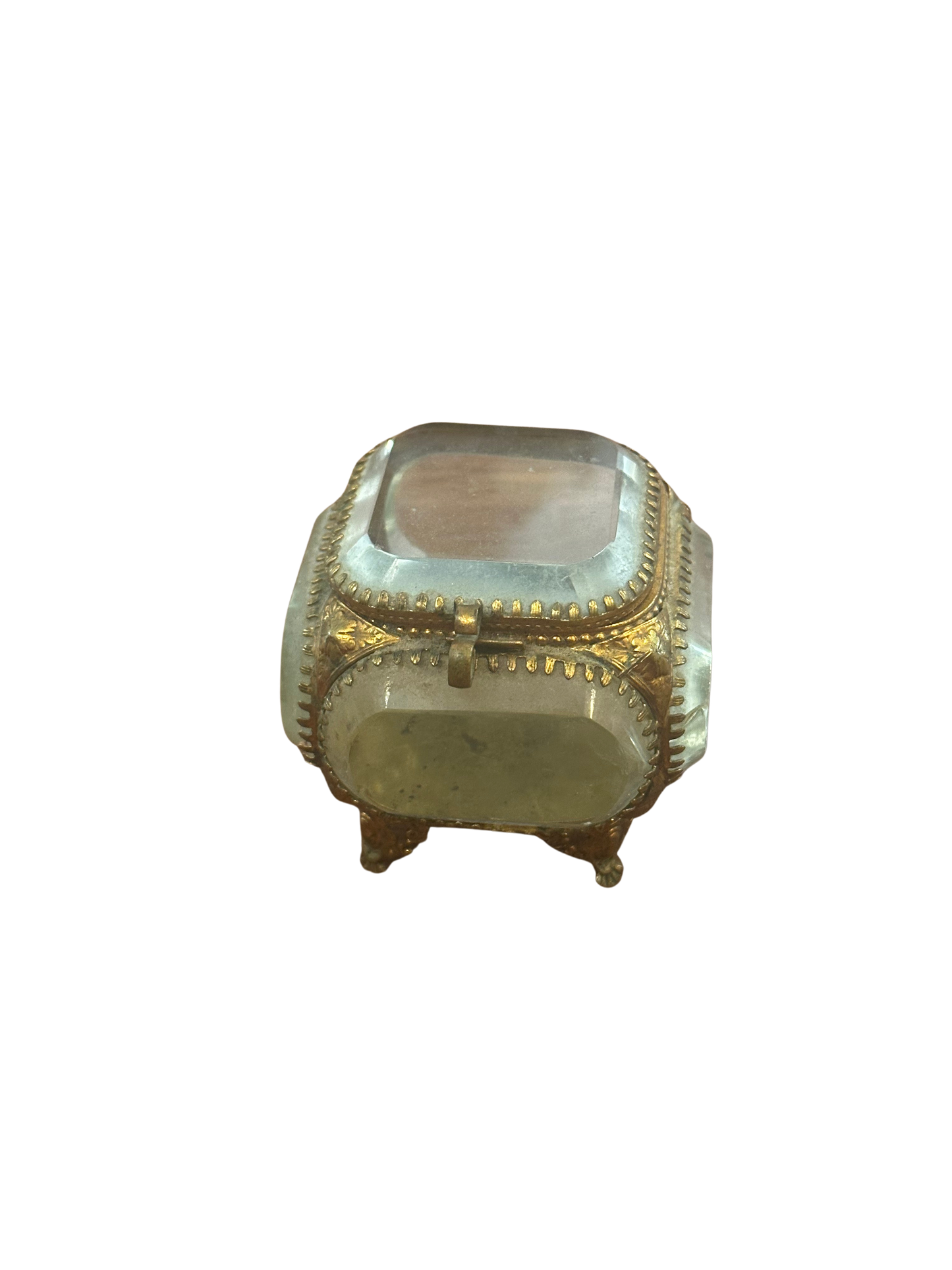 Victorian Beveled Glass Jewelry Casket with No Lining