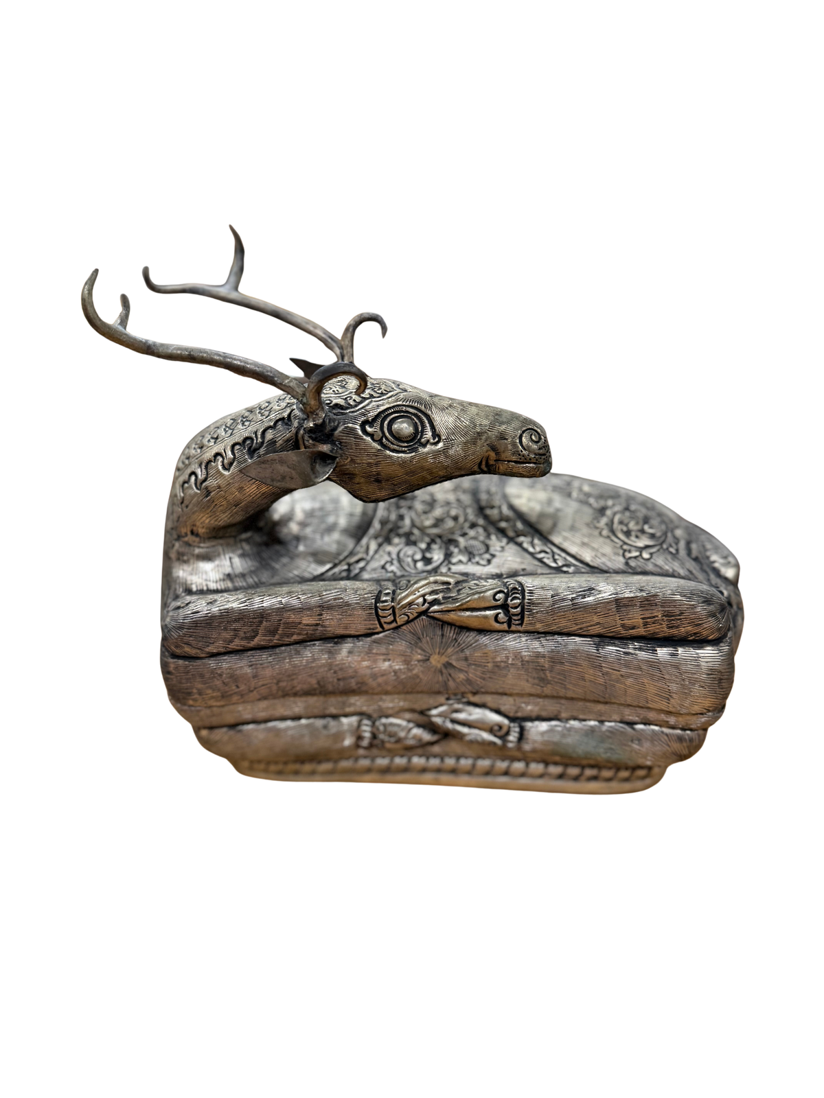 Khmer Republic Repoussé Metal Deer-Form Box