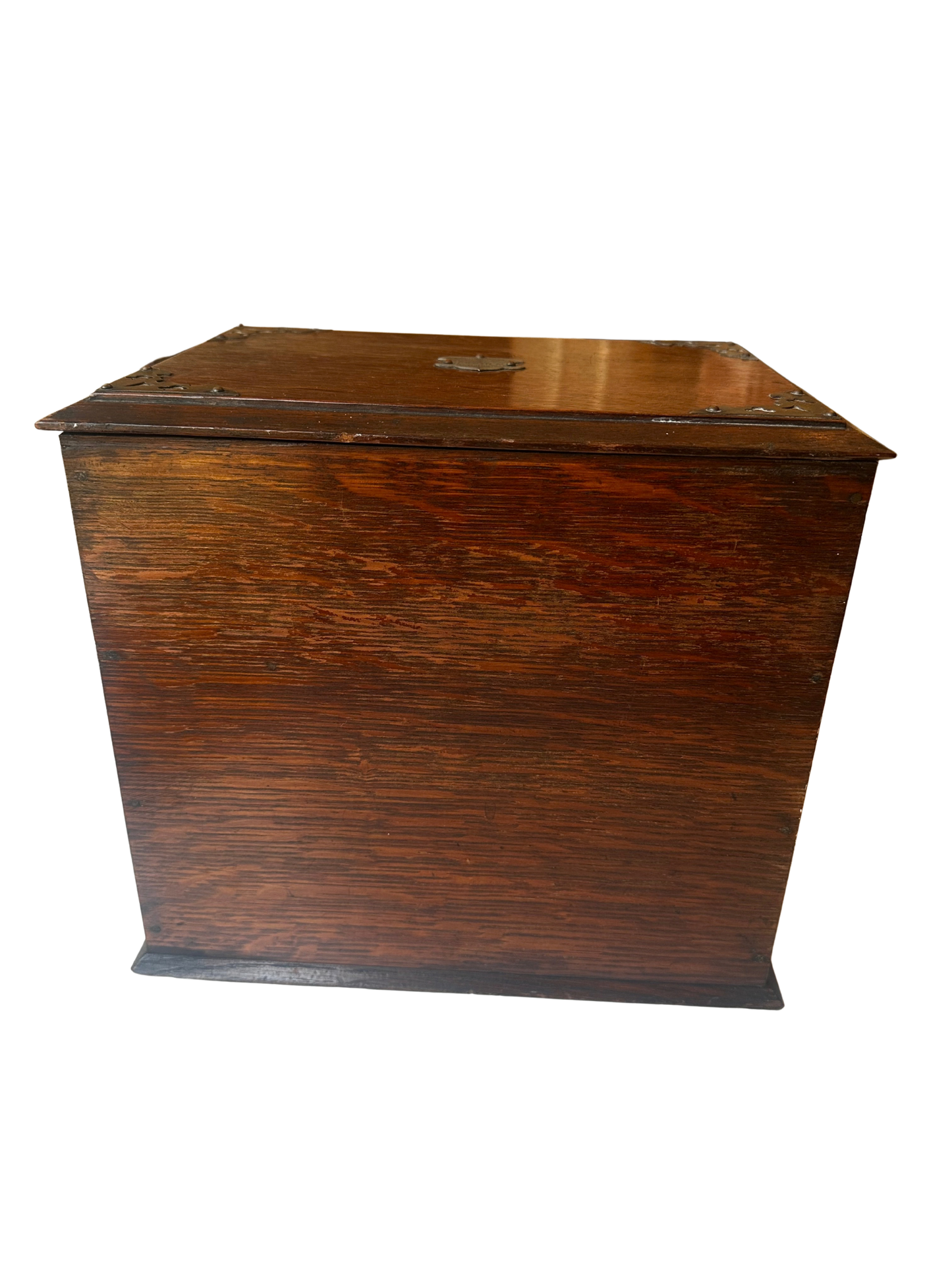 Antique English Oak Writing Compendium Box with Drawers and Presentation Plaque (1913)