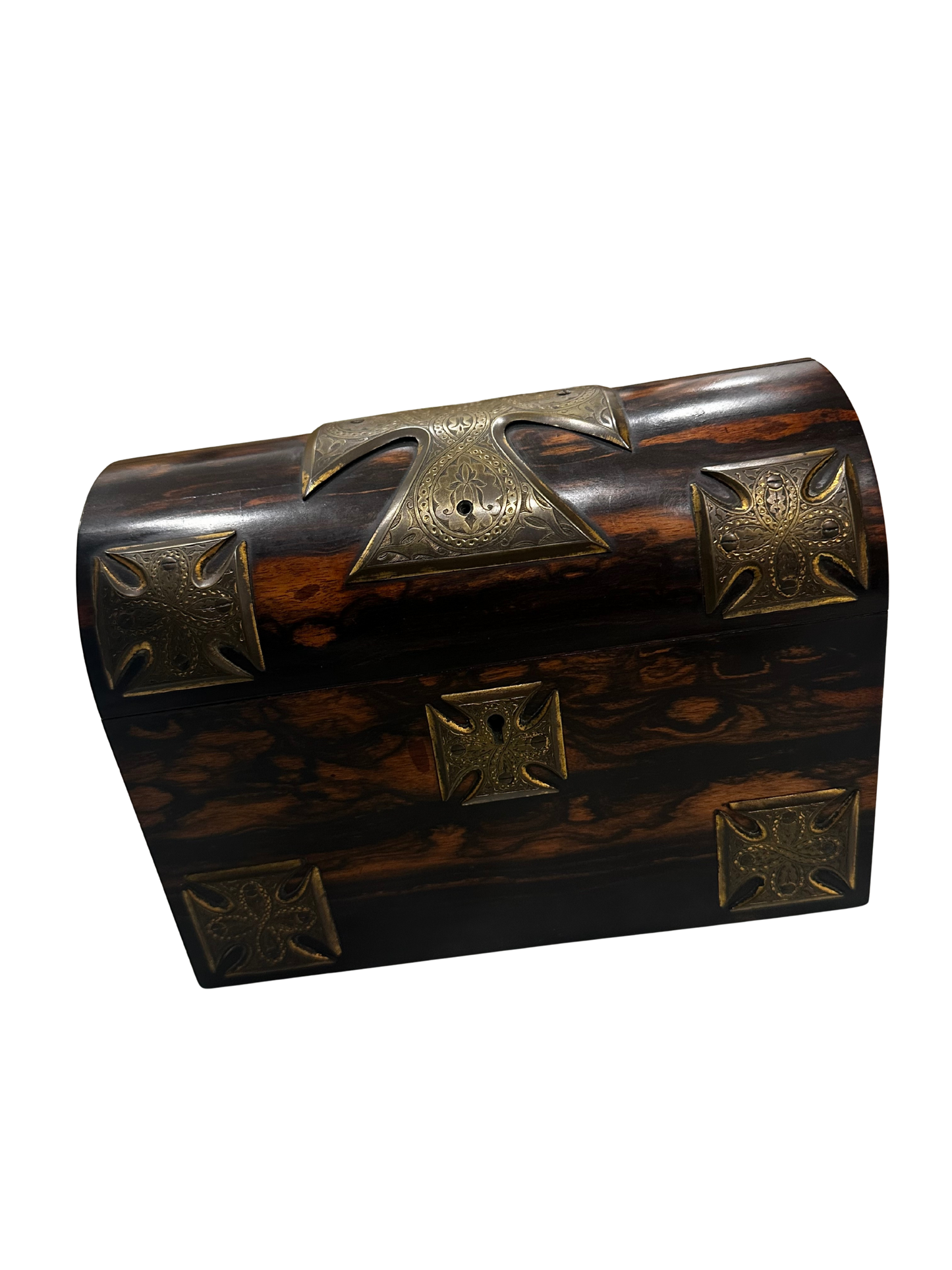 19th C Manoah Rhodes and Son Coromandel Wood Domed Table Box