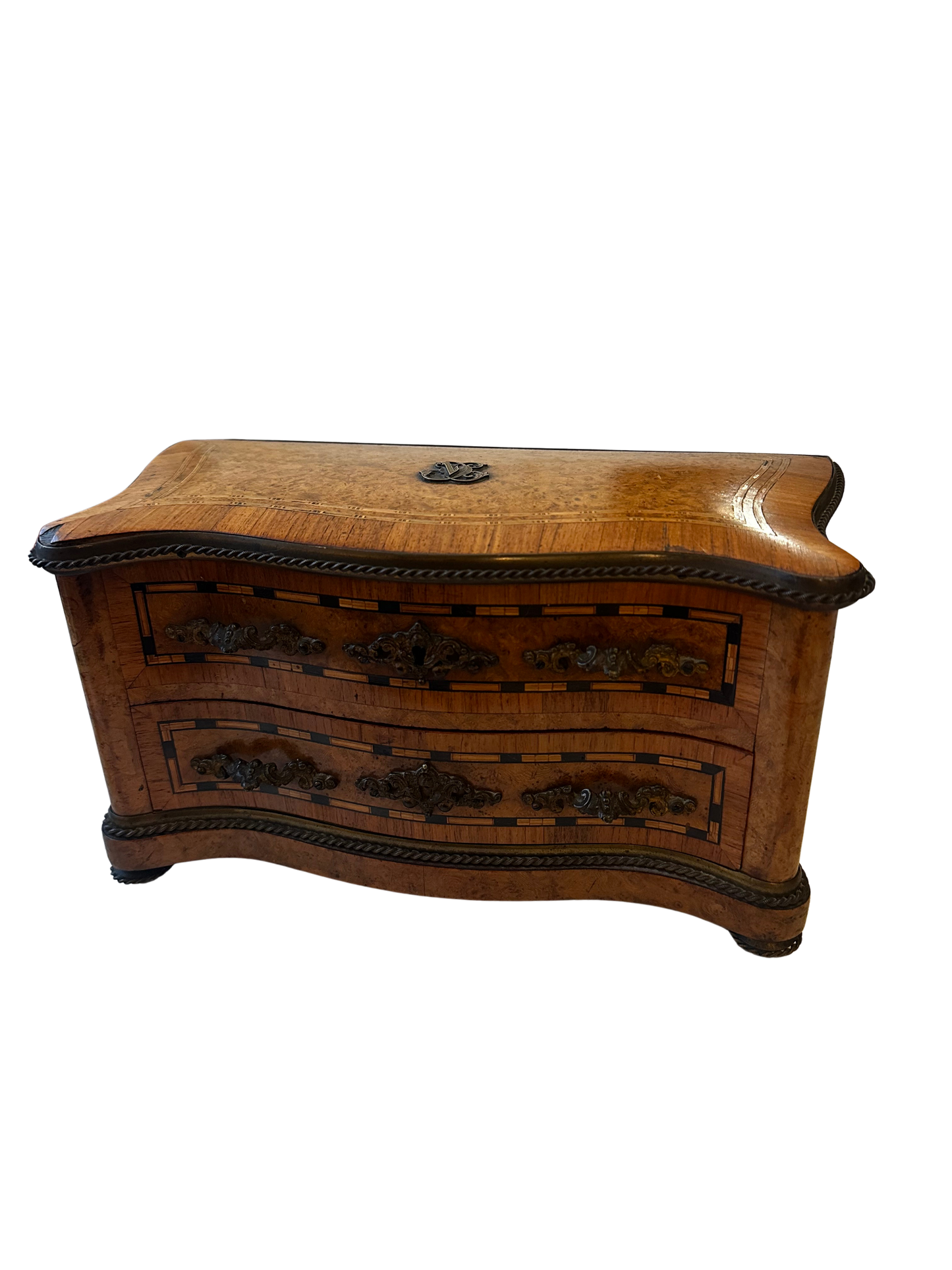 Maison Alph. Giroux Paris Marquetry Jewelry Casket with Fitted Interior