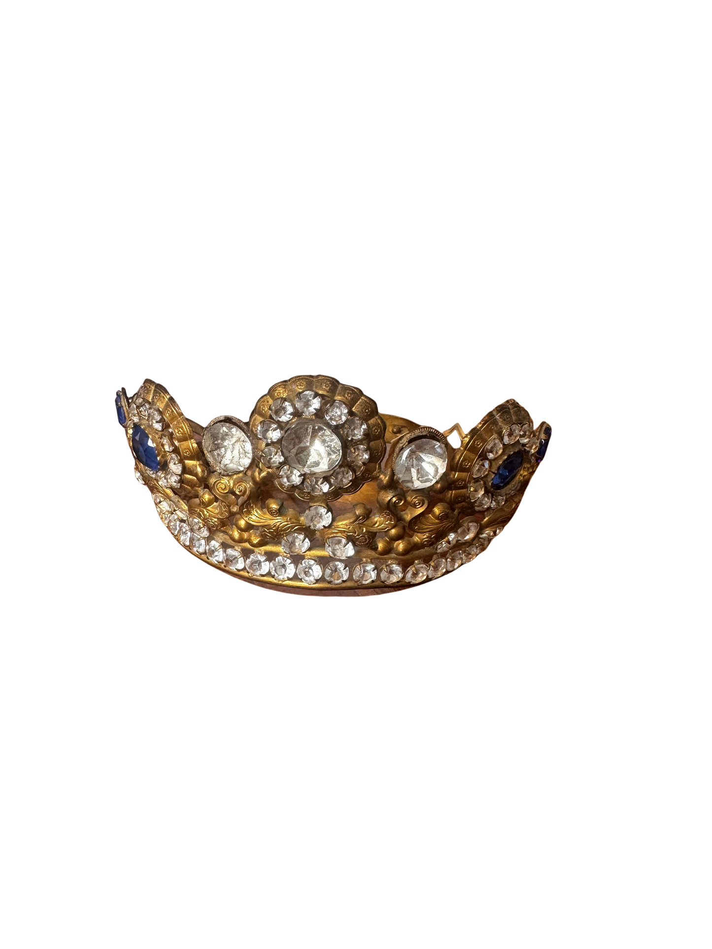 19th Century Continental Gilt Metal Crown with Paste Stones