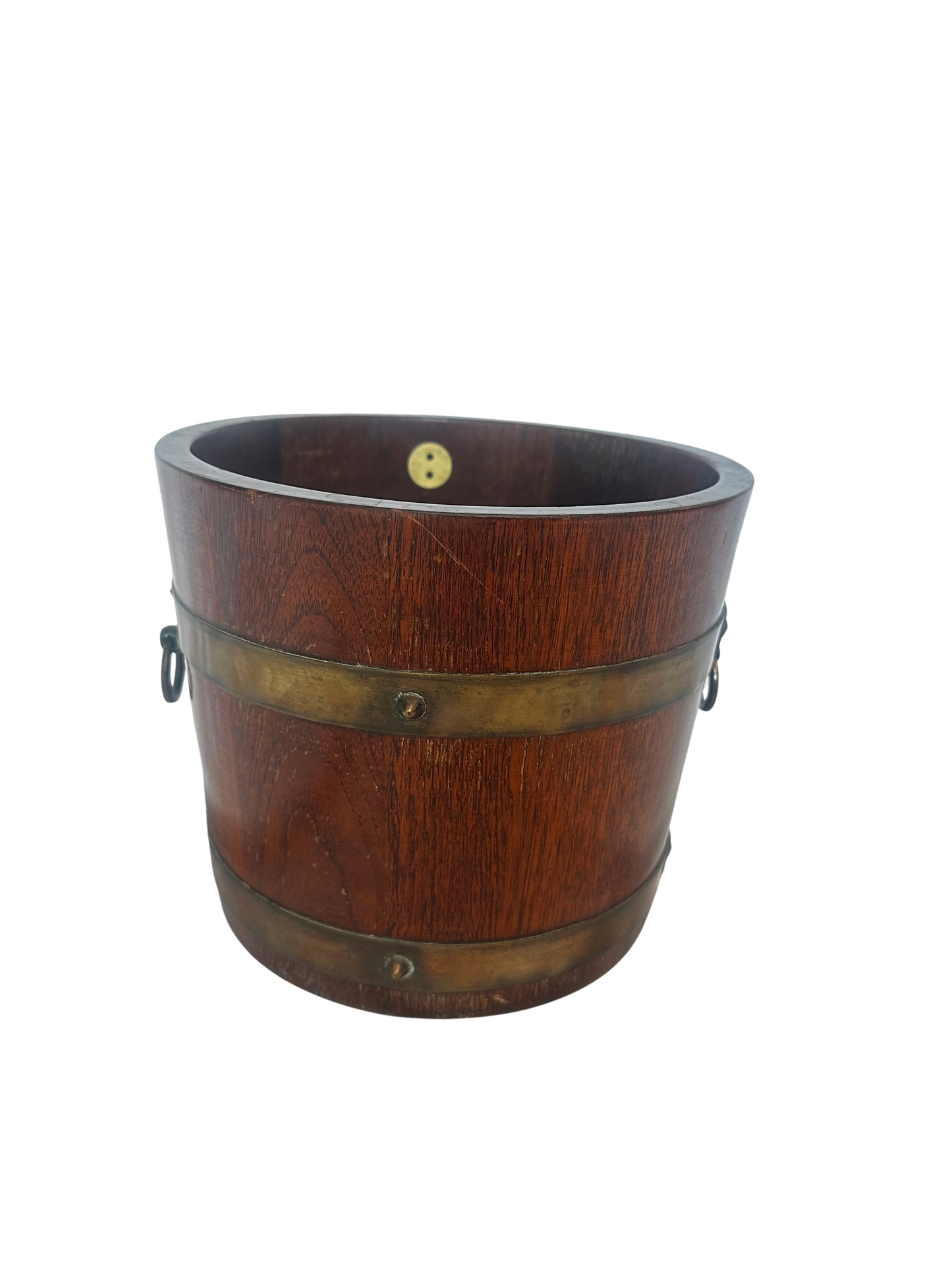English Brass-Bound Coopered Oak Bucket without Legs