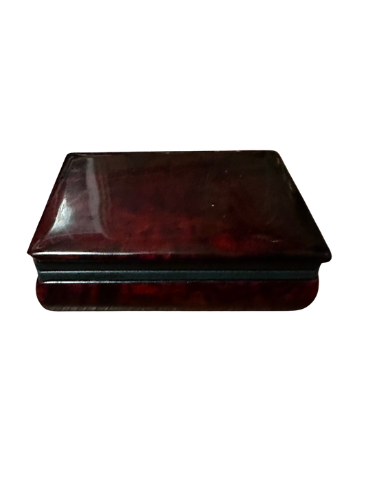 Red Genuine Alabaster Box with Blue Detailing