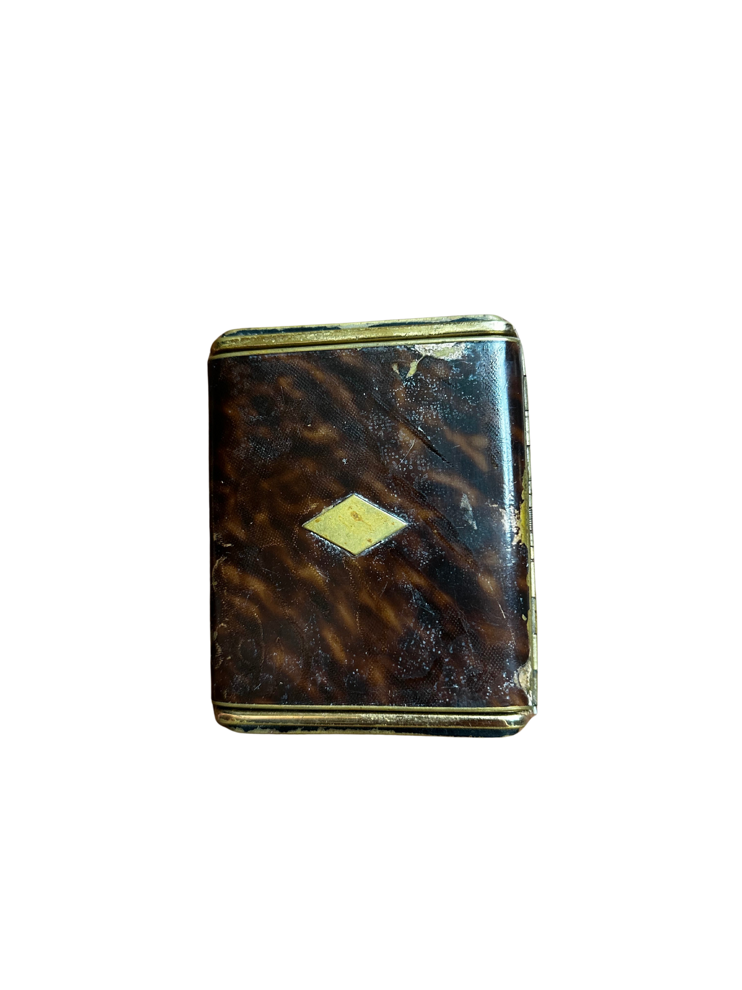 Vintage Brass and Faux Leather/Shell Cigar Case