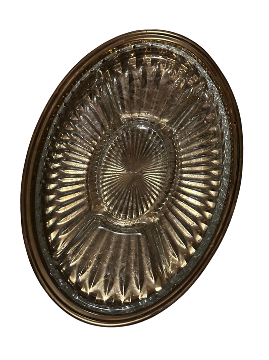 Lacquered Brass Oval Tray and Glass Dip Insert (Towle)