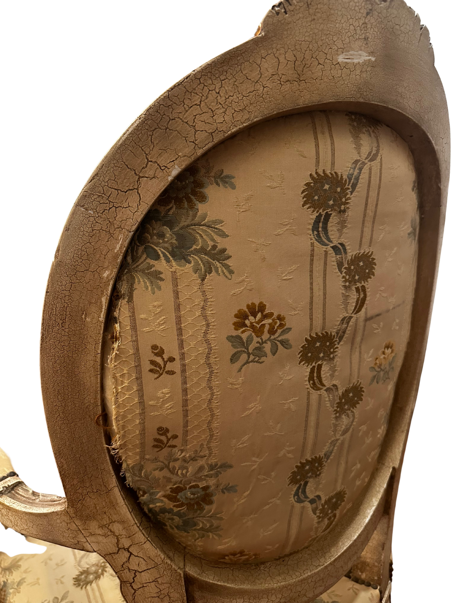 Early 20th C French Louis XVI Style Polychrome and Carved Fauteuils