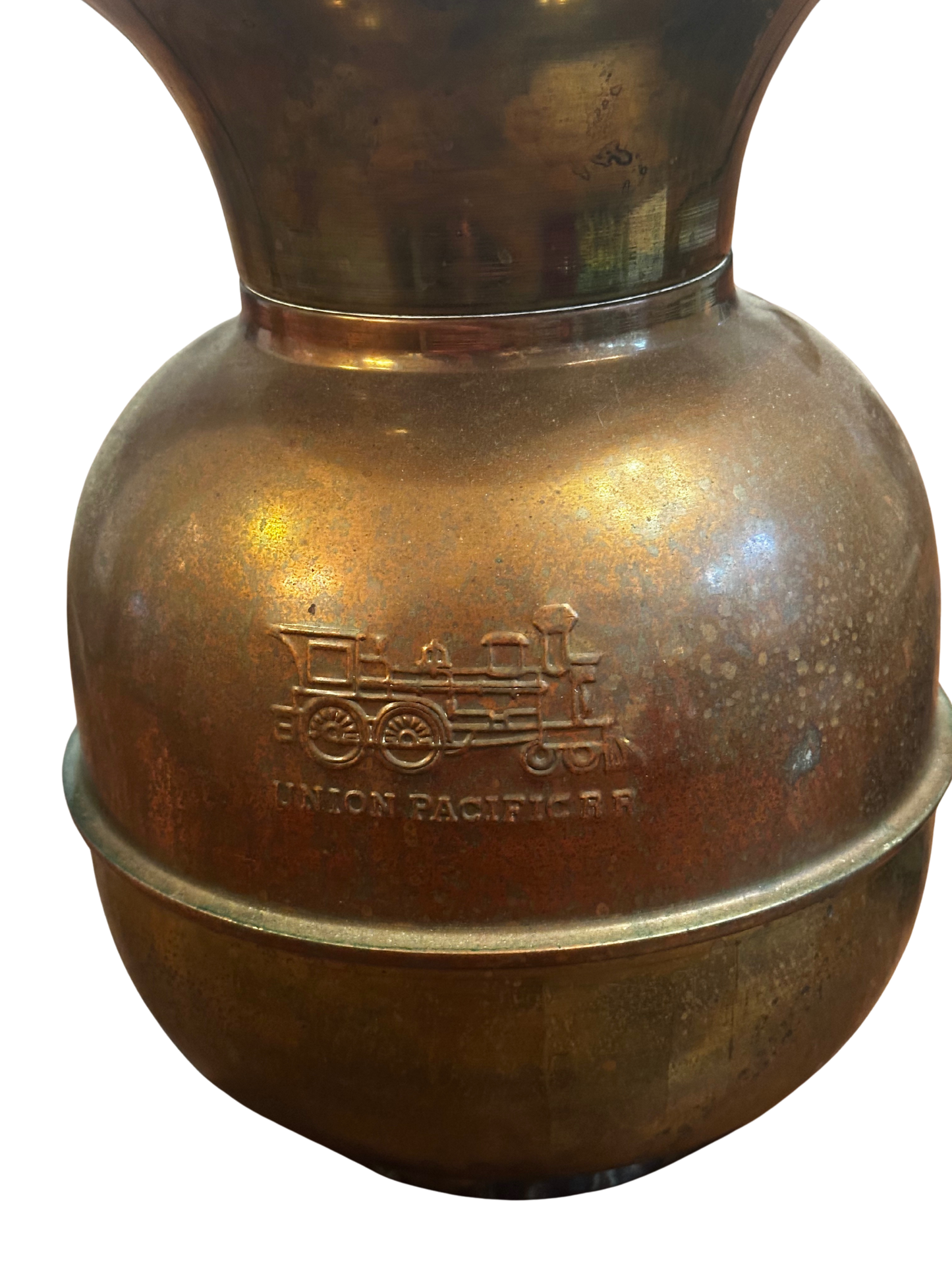 Early to Mid-20th C Union Pacific Brass and Copper Spittoon Bucket