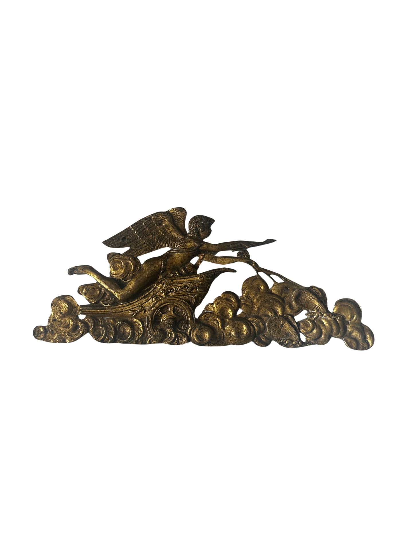 Antique French Ormolu Figural Mount Depicting Winged Putto in Chariot
