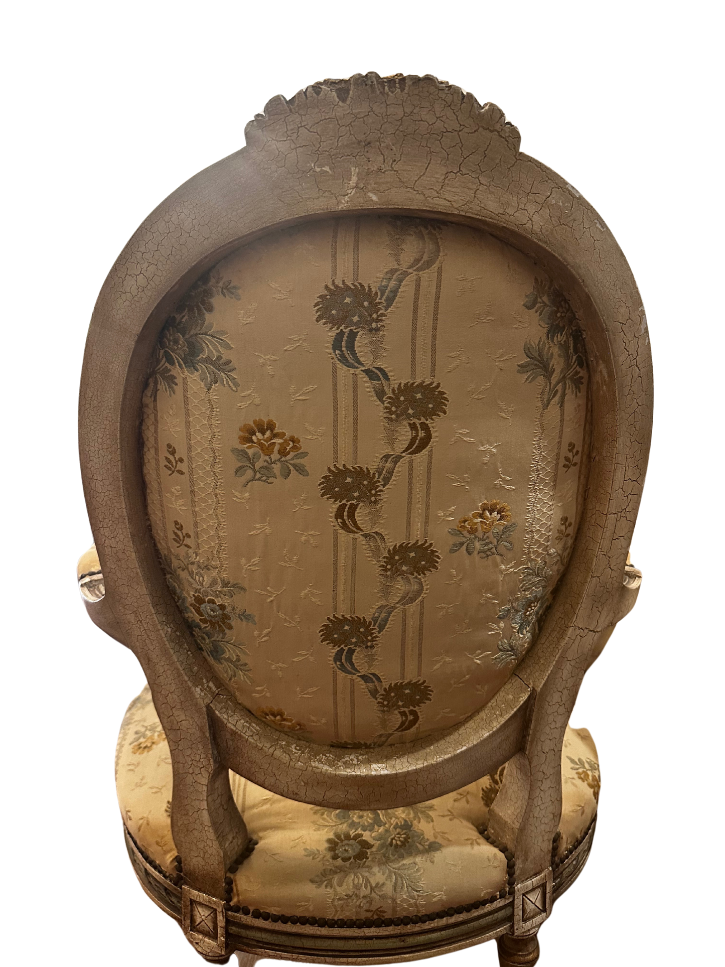 Early 20th C French Louis XVI Style Polychrome and Carved Fauteuils