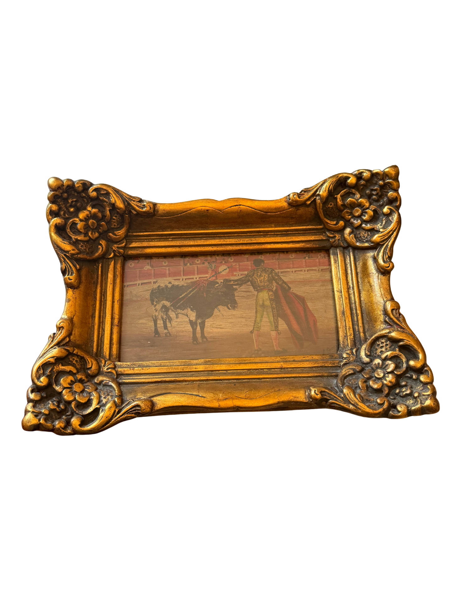 Small Spanish Bullfighting Scene, Signed J. Parraga (Backward-Facing)