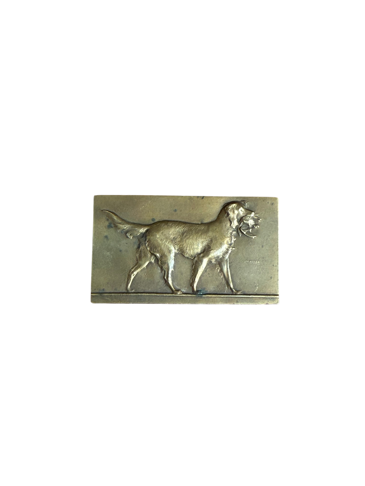 Antique Victor Peter Bronze Setter Hunting Dog Plaquette, circa 1900