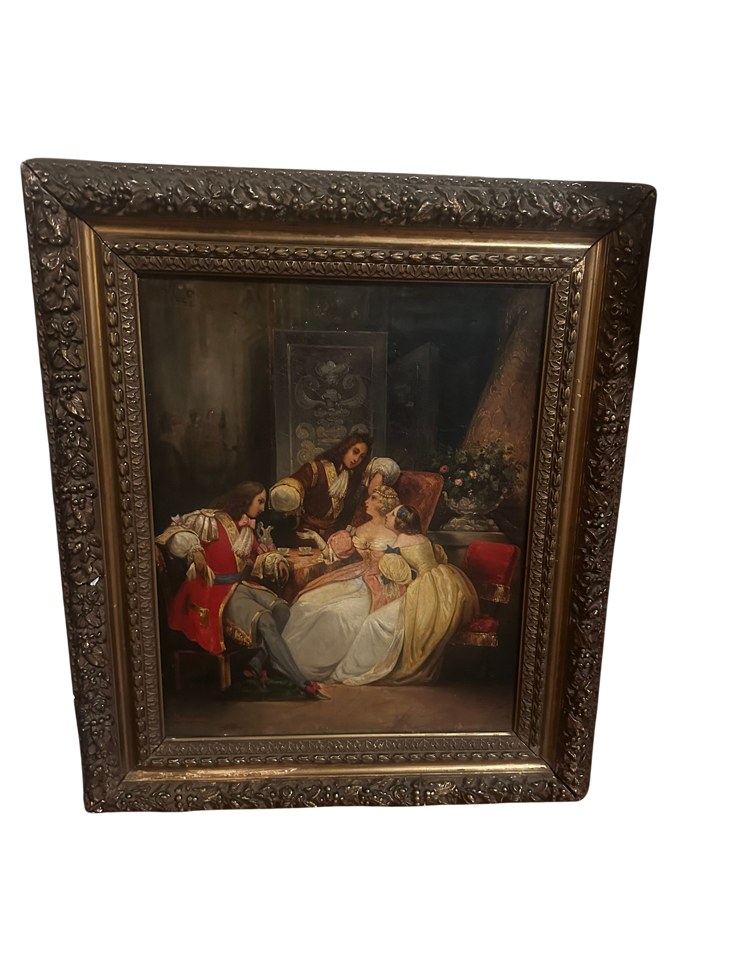 19th Century French Genre Painting, “Conversation du Temps de Louis XIV,” Attributed to François Levasseur