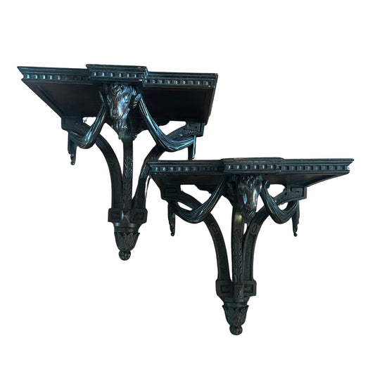 Pair of Rams Head Large Wall Corbels or Shelves