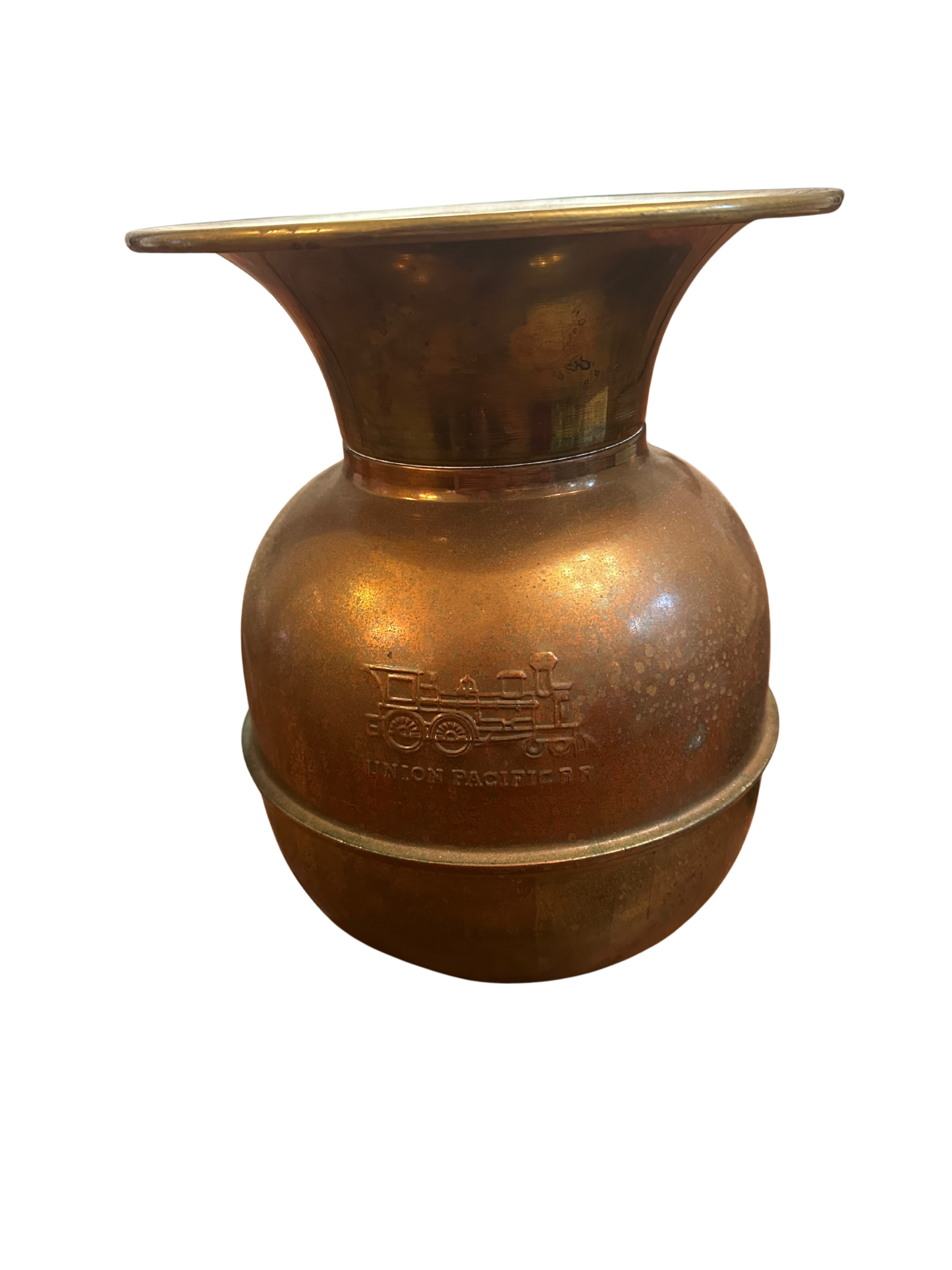 Early to Mid-20th C Union Pacific Brass and Copper Spittoon Bucket