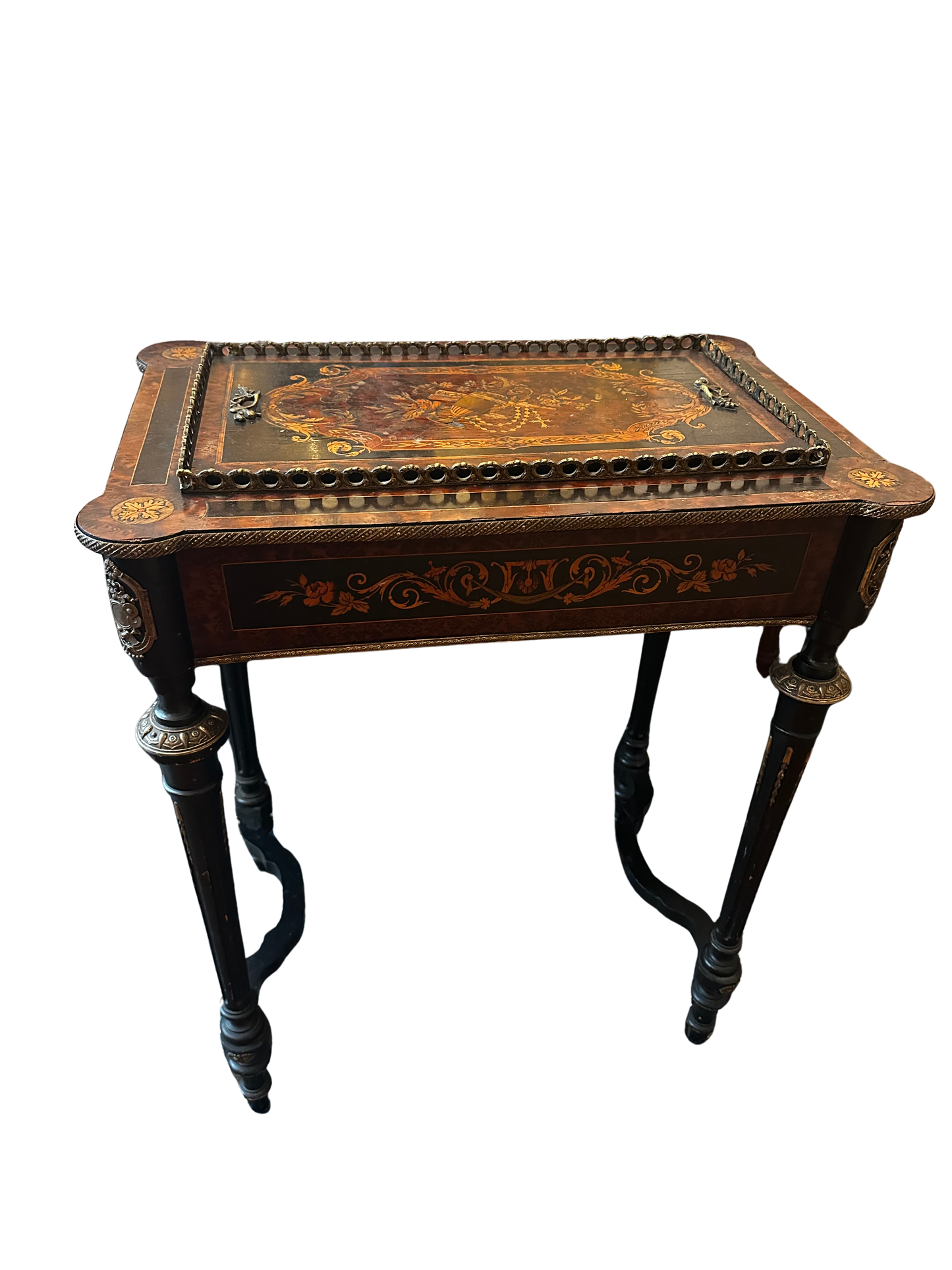 Napoleon III Style Ebonized and Marquetry Jardinière Stand with Ormolu Gallery