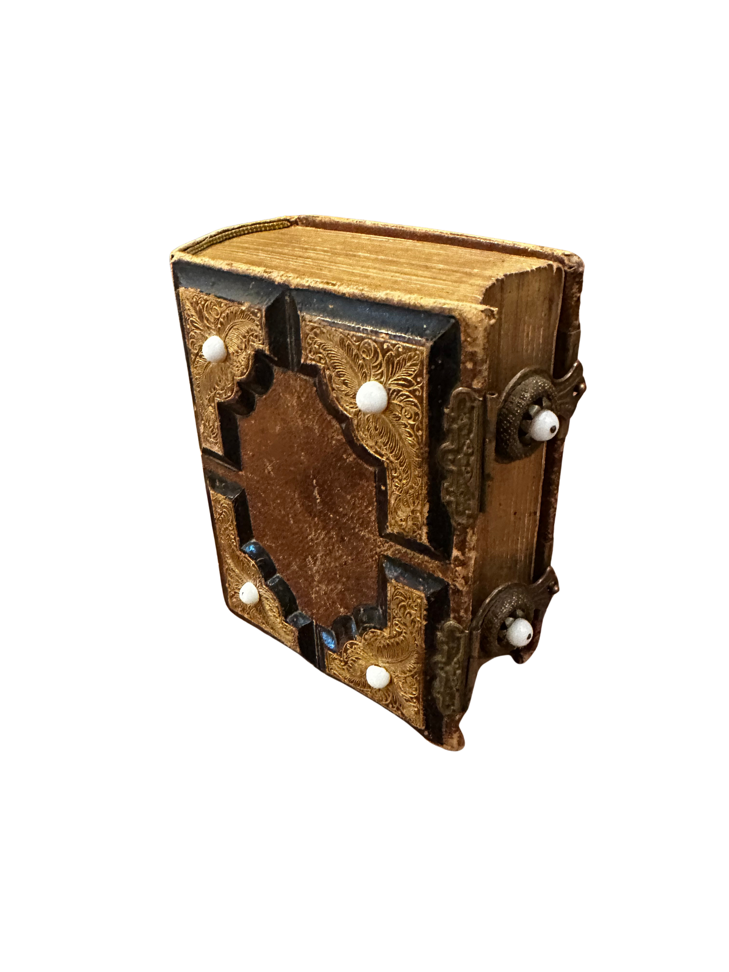 Victorian Leather-Bound Photographic Album with Gilt Decoration and Brass Clasps