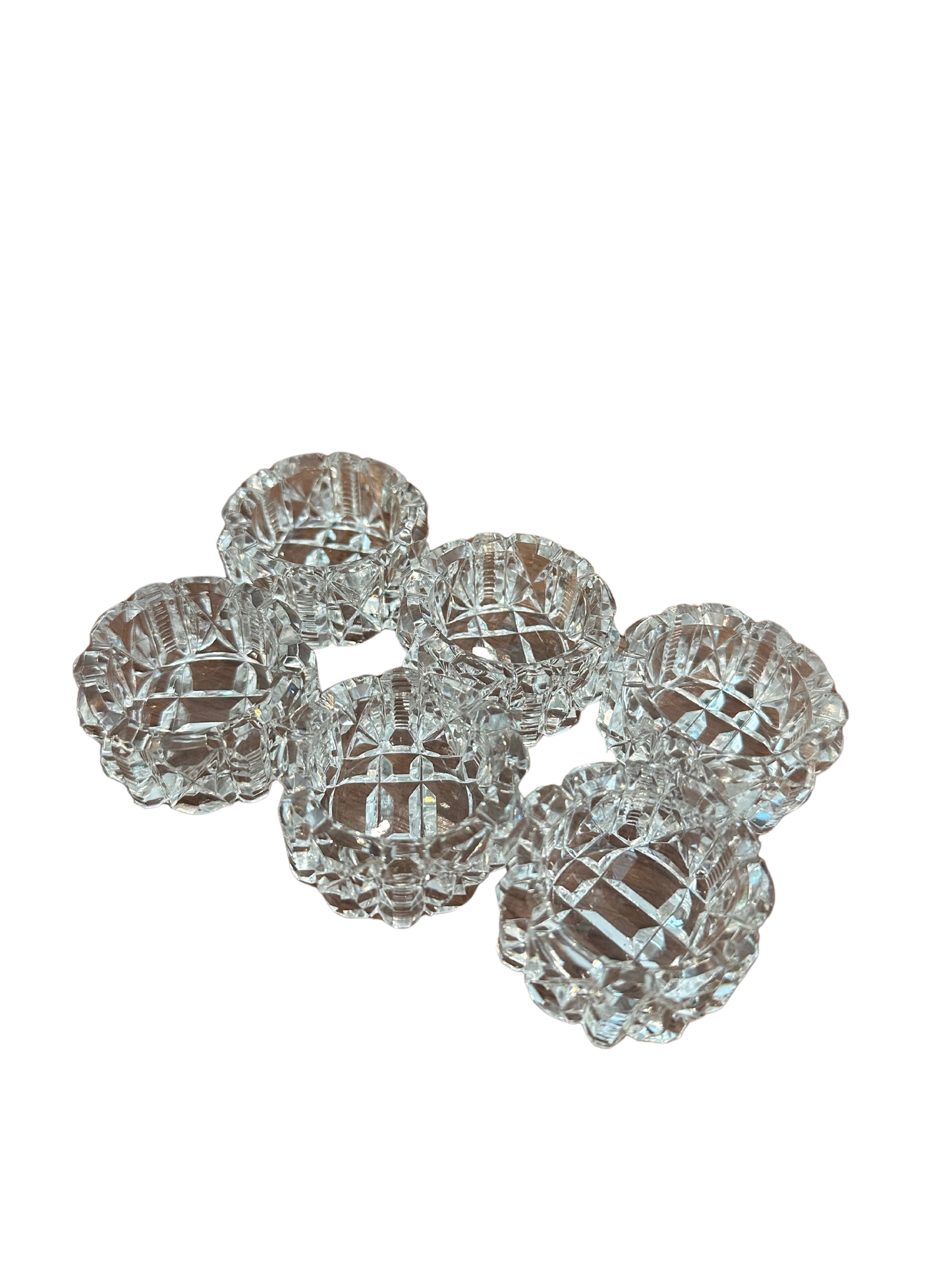 Set of Six (6) Cut Crystal Open Salt Cellars