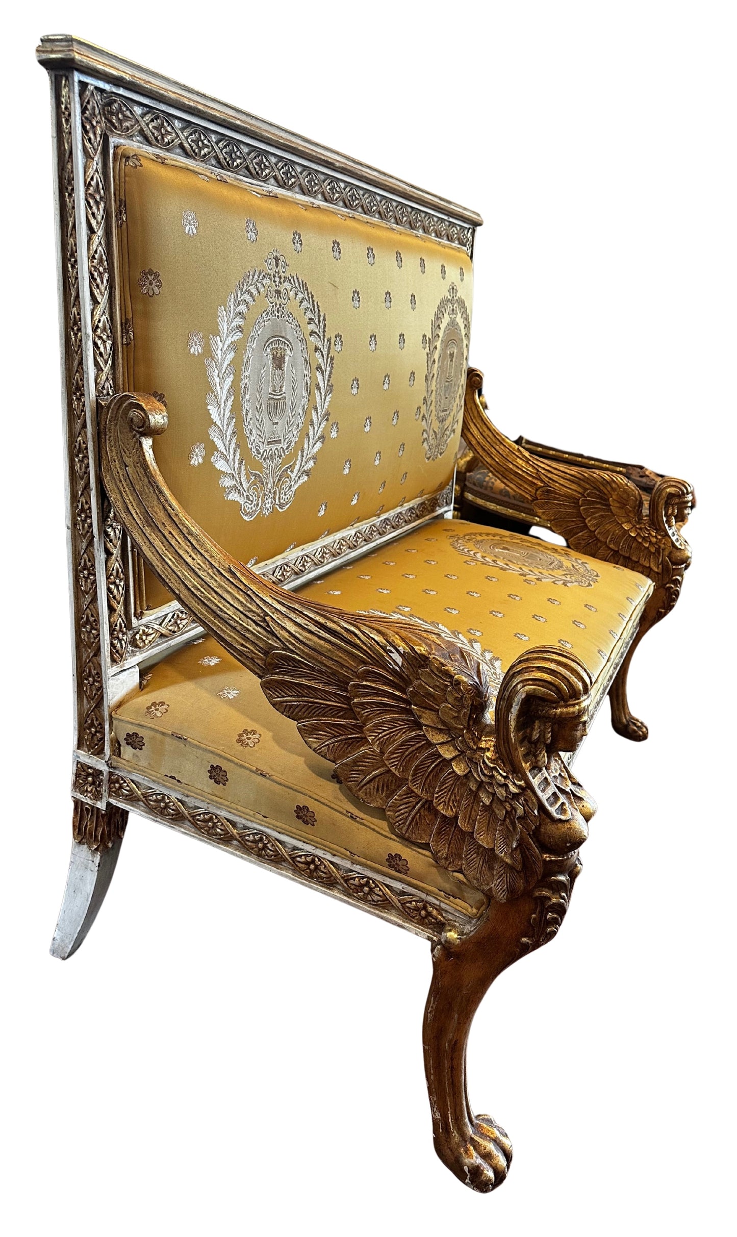 Late 19th / Early 20th C Empire Style Parcel-Gilt and Painted Sofa