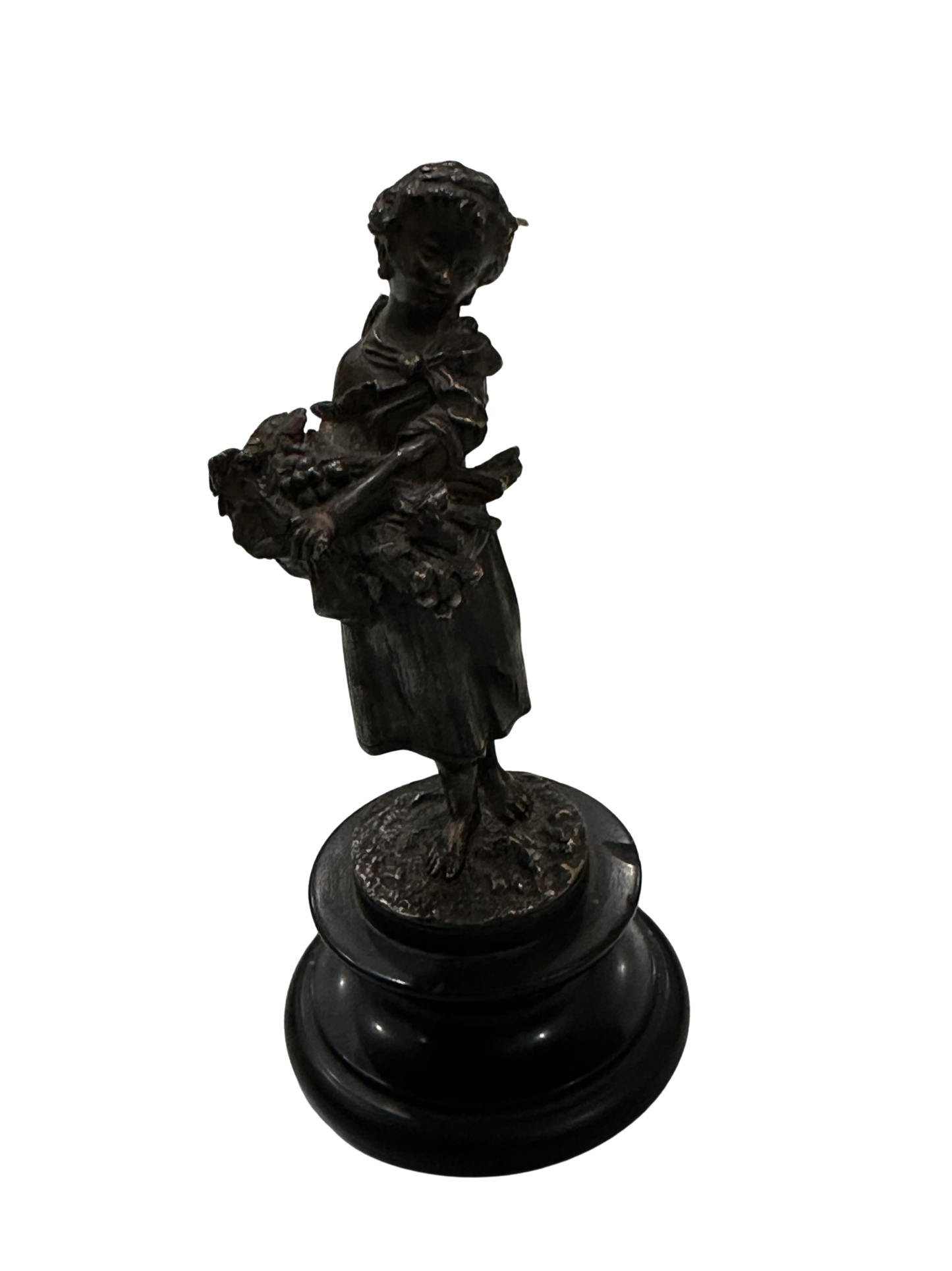 Late 19th C French Bronze Statue of a Young Girl