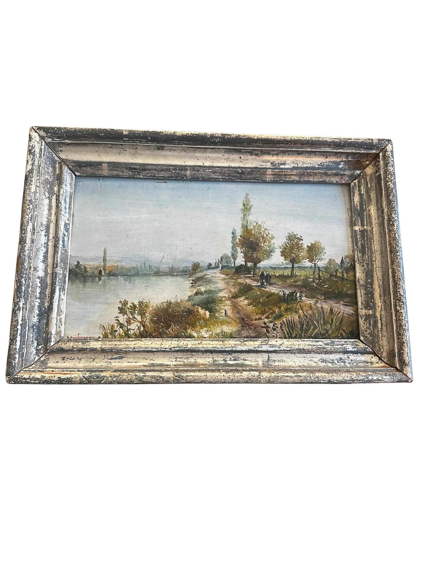 19th C Oil on Board Landscape Signed A. Coulanges