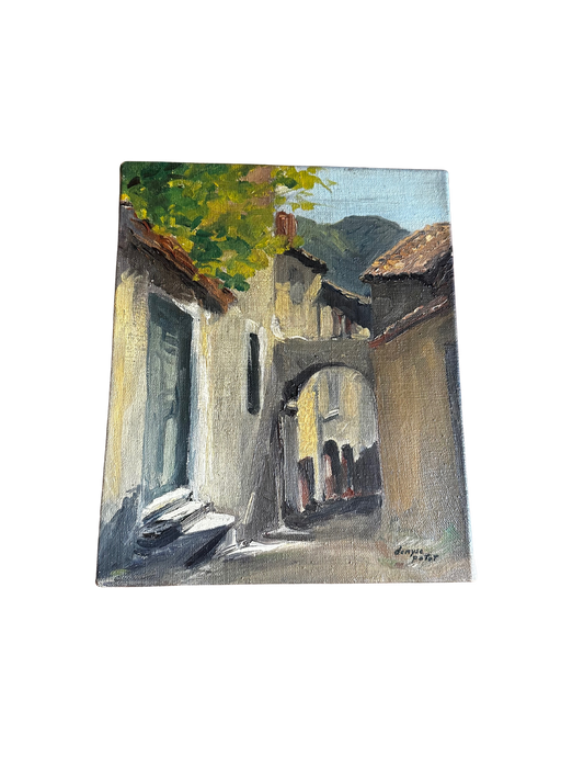 Oil on Canvas of City Alleyway Signed in Bottom Right Denysa Potat