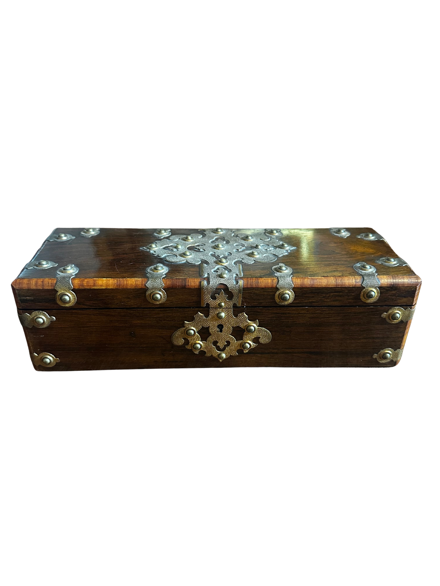 Studded Wood and Metal Glove Box with No Key