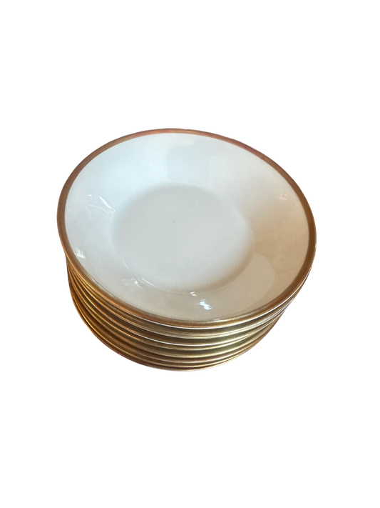 Set of 9 Small Swiss Langenthal White and Gold Bowls