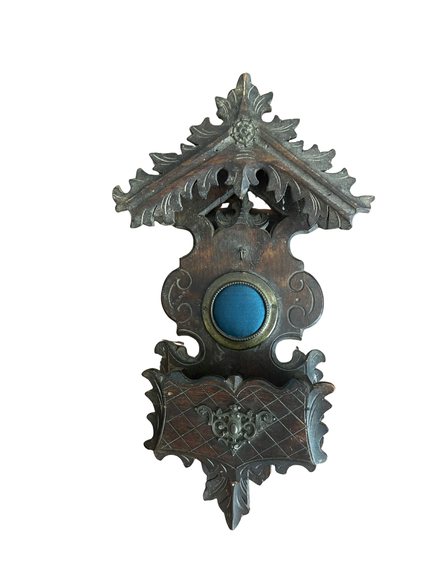 19th Century Carved Black Forest Wall Pocket and Pocket Watch Holder